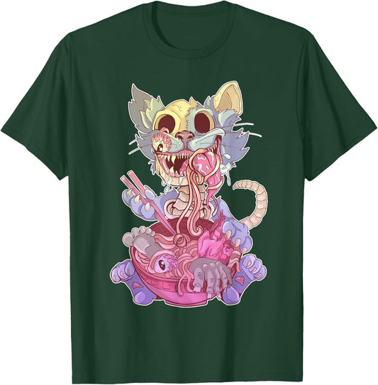 Ramen Shirt Pastel Goth Kawaii Weird Cat Eating Ramen Otaku T-Shirt - T-Shirt | Forest