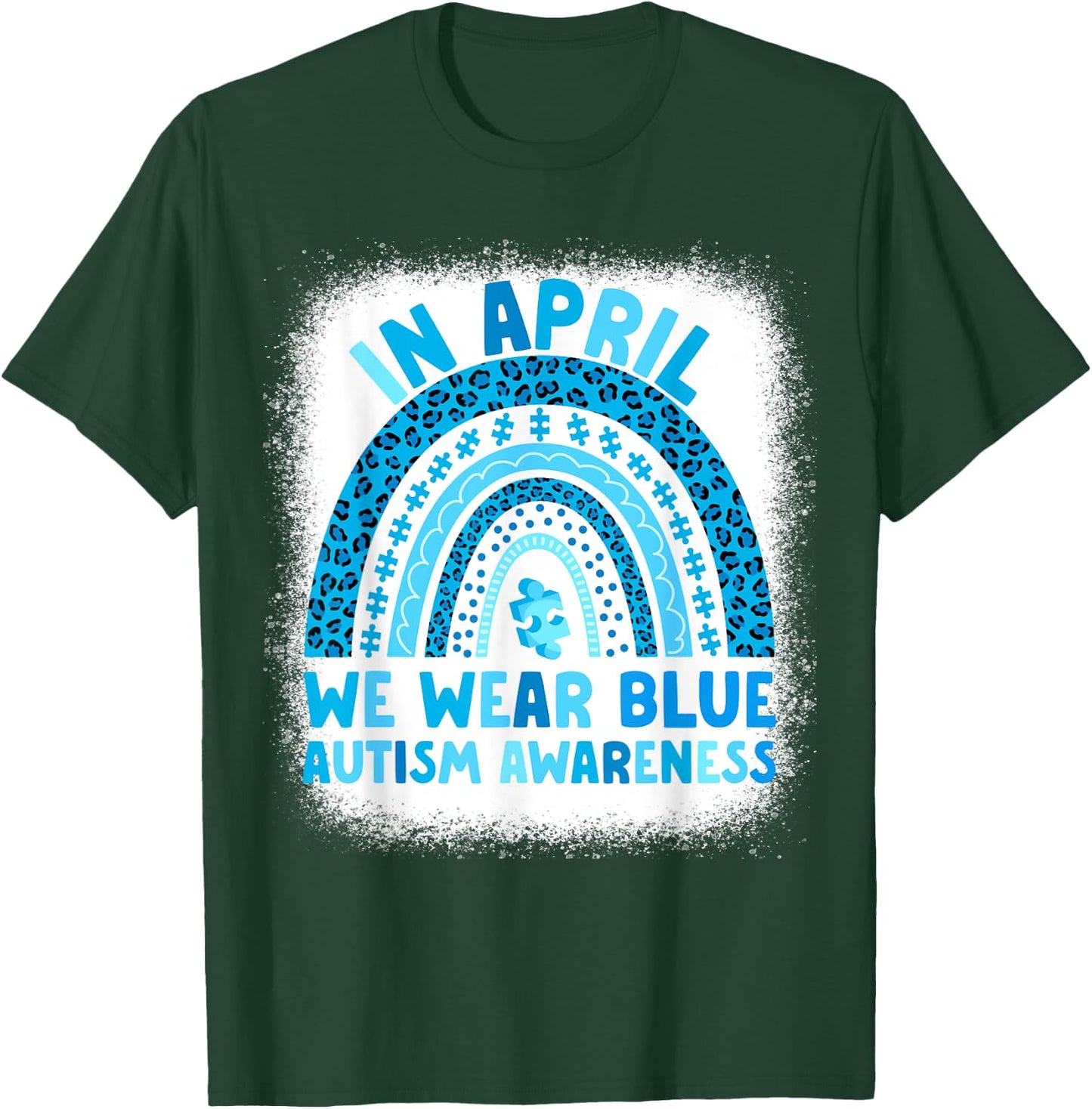 In April We Wear Blue Autism Awareness Rainbow Women Autism T-Shirt - T-Shirt | Forest