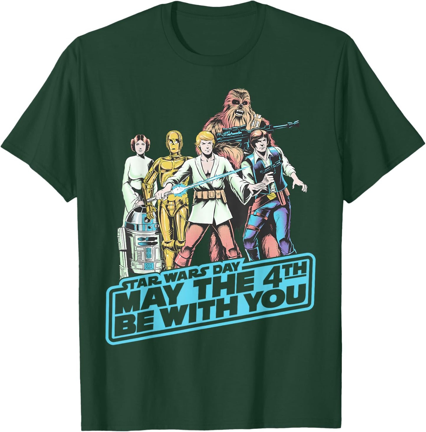 Star Wars May The Fourth Group Shot Retro Poster T-Shirt - T-Shirt | Forest