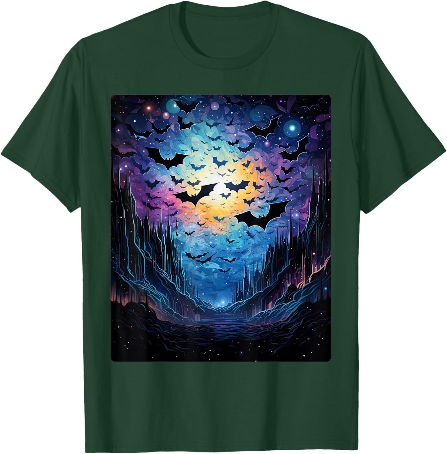 Gothic Bat Spooky Bats Pattern Moon Night T-Shirt - T-Shirt | Forest