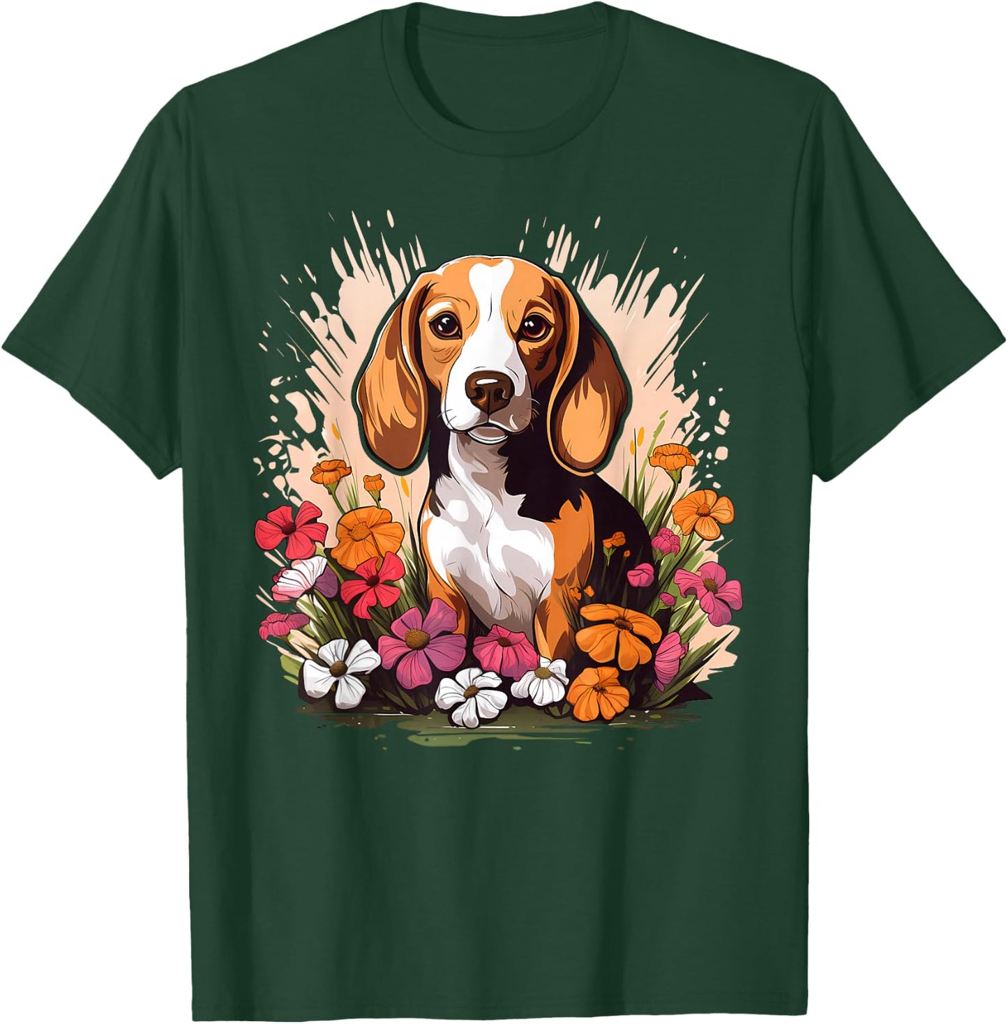 Cute Beagle Spring Flower Garden Beautiful Nature Puppy Dog T-Shirt - T-Shirt | Forest