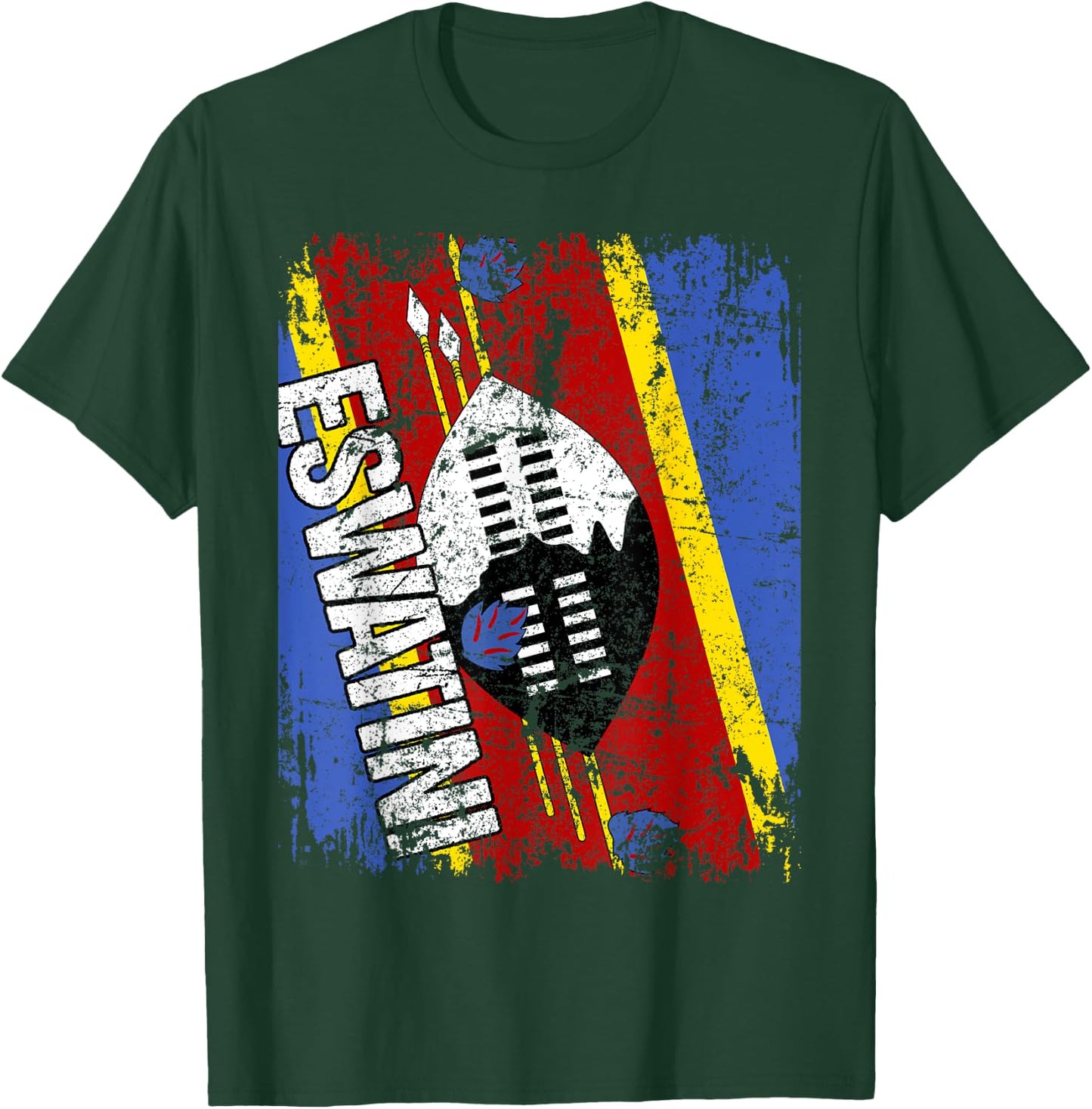 ESWATINI Flag Vintage Distressed SWAZILAND ESWATINI SWAZI T-Shirt - T-Shirt | Forest
