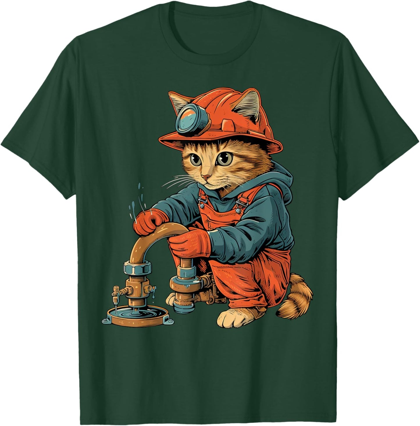 Funny Cat Plumber Women T-Shirt - T-Shirt | Forest