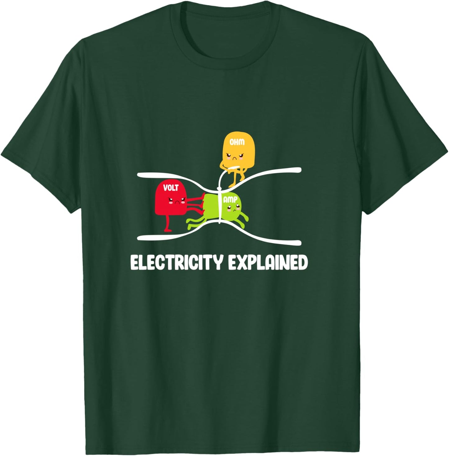 Electricity Explained Volt Ohm Amp Funny Electrician T-Shirt - T-Shirt | Forest