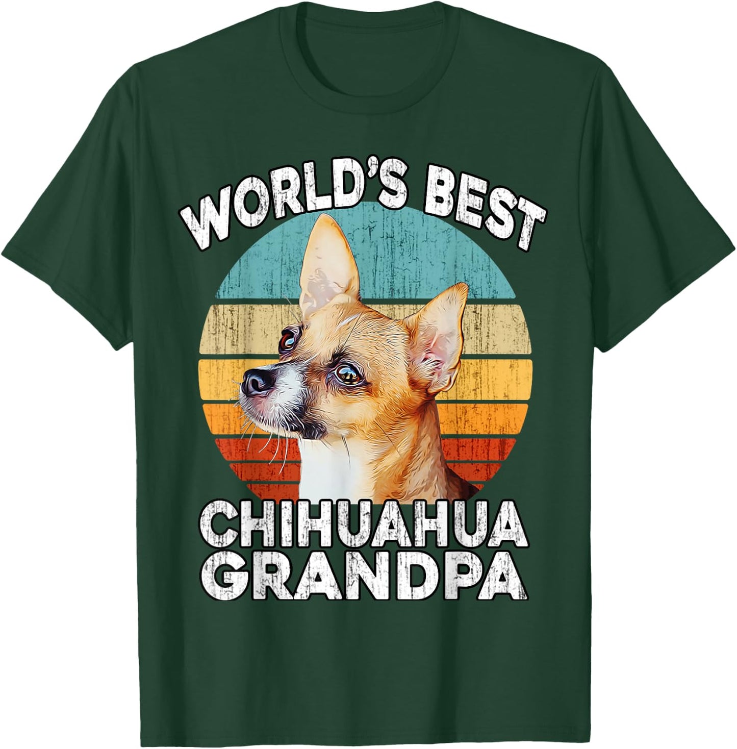 Chihuahua Grandpa Funny World's Best Chihuahua Grandpa Retro T-Shirt - T-Shirt | Forest