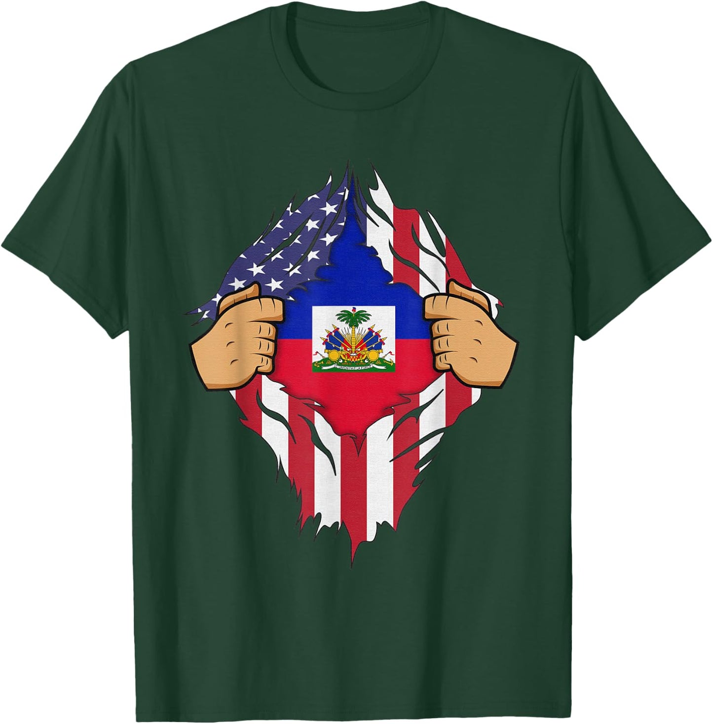 HAITIAN FLAG HAITI Men Women Kids Gift T-Shirt - T-Shirt | Forest
