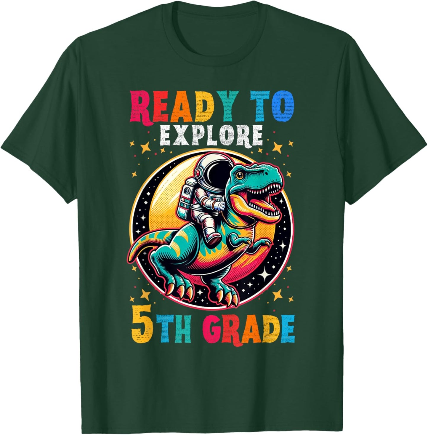 First day back to School 5th grade Astronaut Dinosaur boys T-Shirt - T-Shirt | Forest
