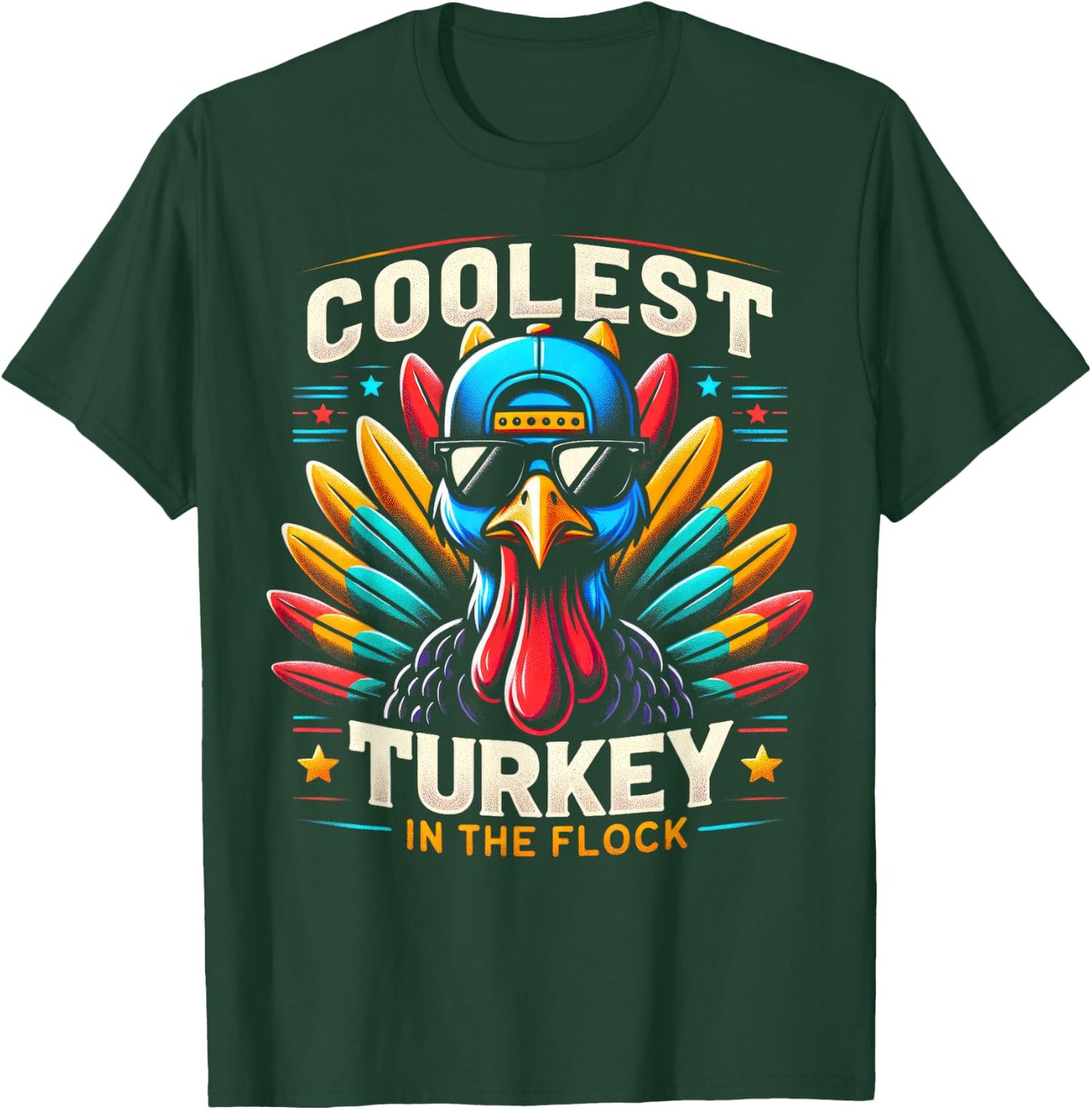 Thanksgiving Shirt For Boys Kids Toddlers Coolest Turkey T-Shirt - T-Shirt | Forest