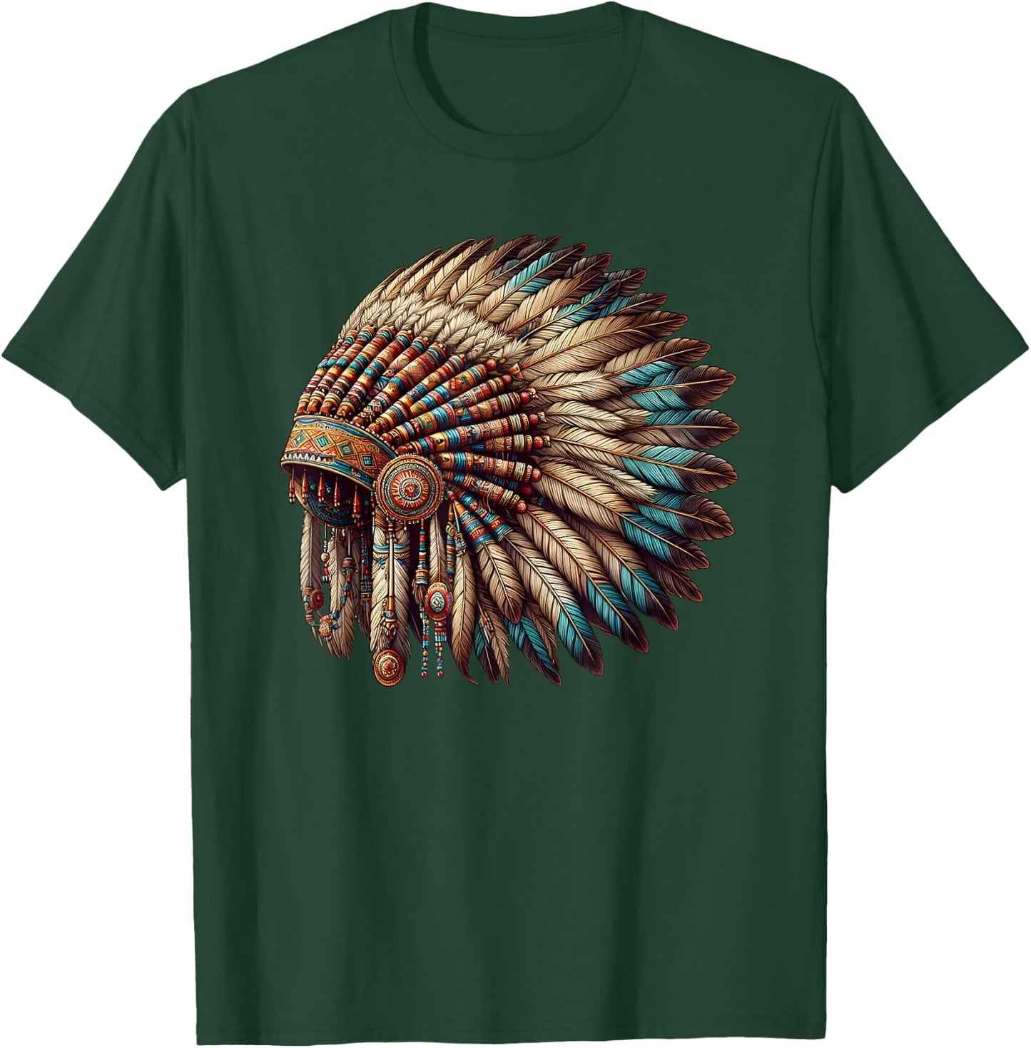 War Bonnet Native American Chief T-Shirt - T-Shirt | Forest