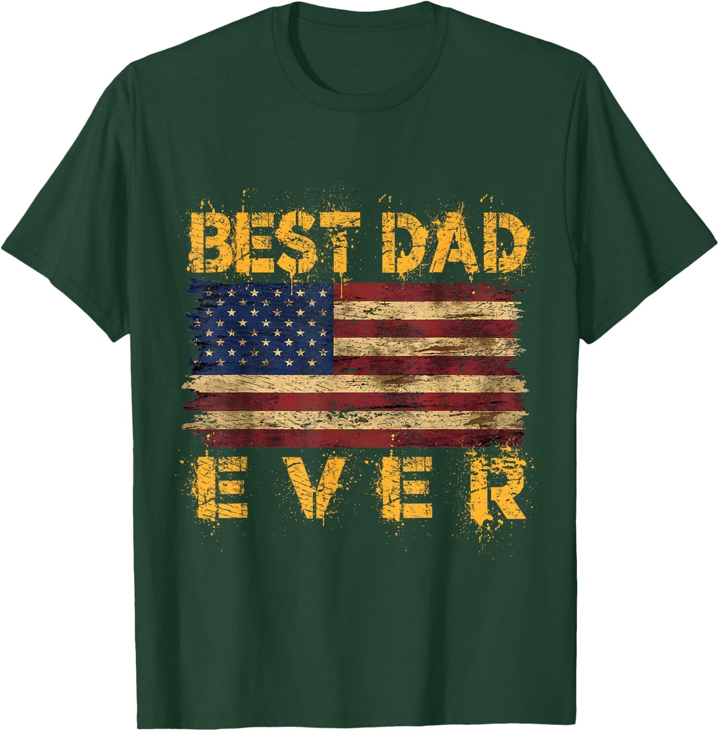 Father's Day USA American Flag Best Dad Ever Women Men T-Shirt - T-Shirt | Forest
