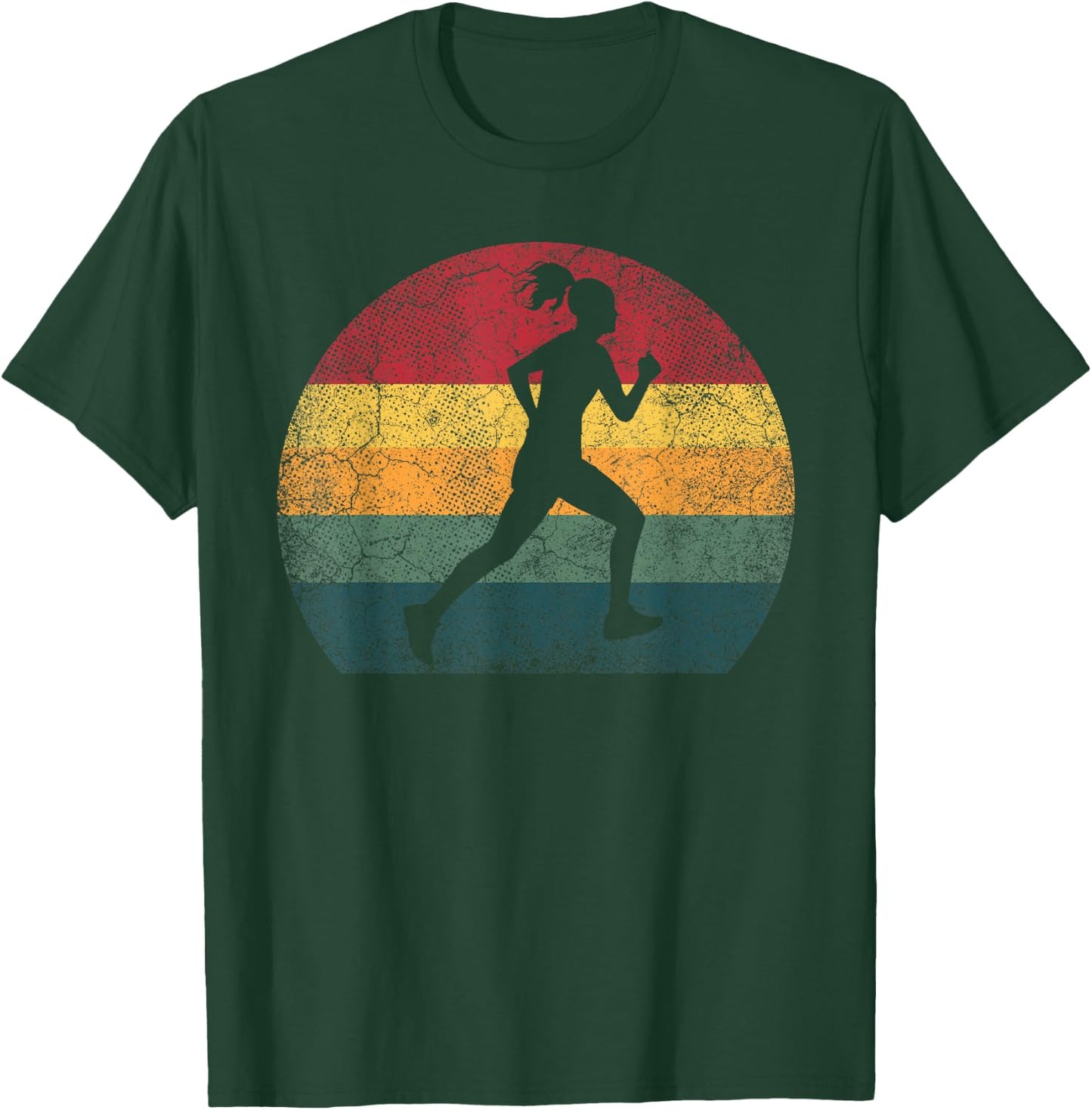 Runner Running Exercise Vintage Retro Style Girl Women Gift T-Shirt - T-Shirt | Forest