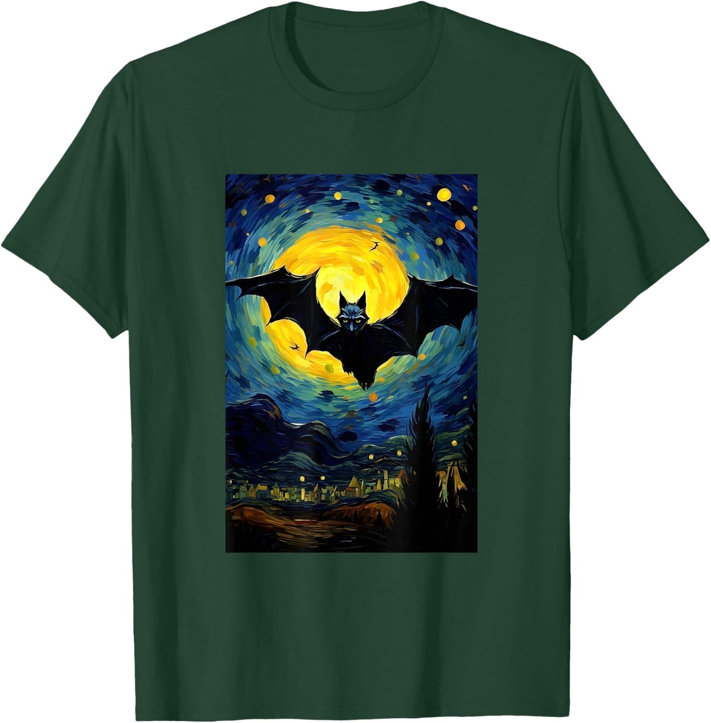 Bat Moon Costume Halloween - Van Gogh Style - Starry Night T-Shirt - T-Shirt | Forest