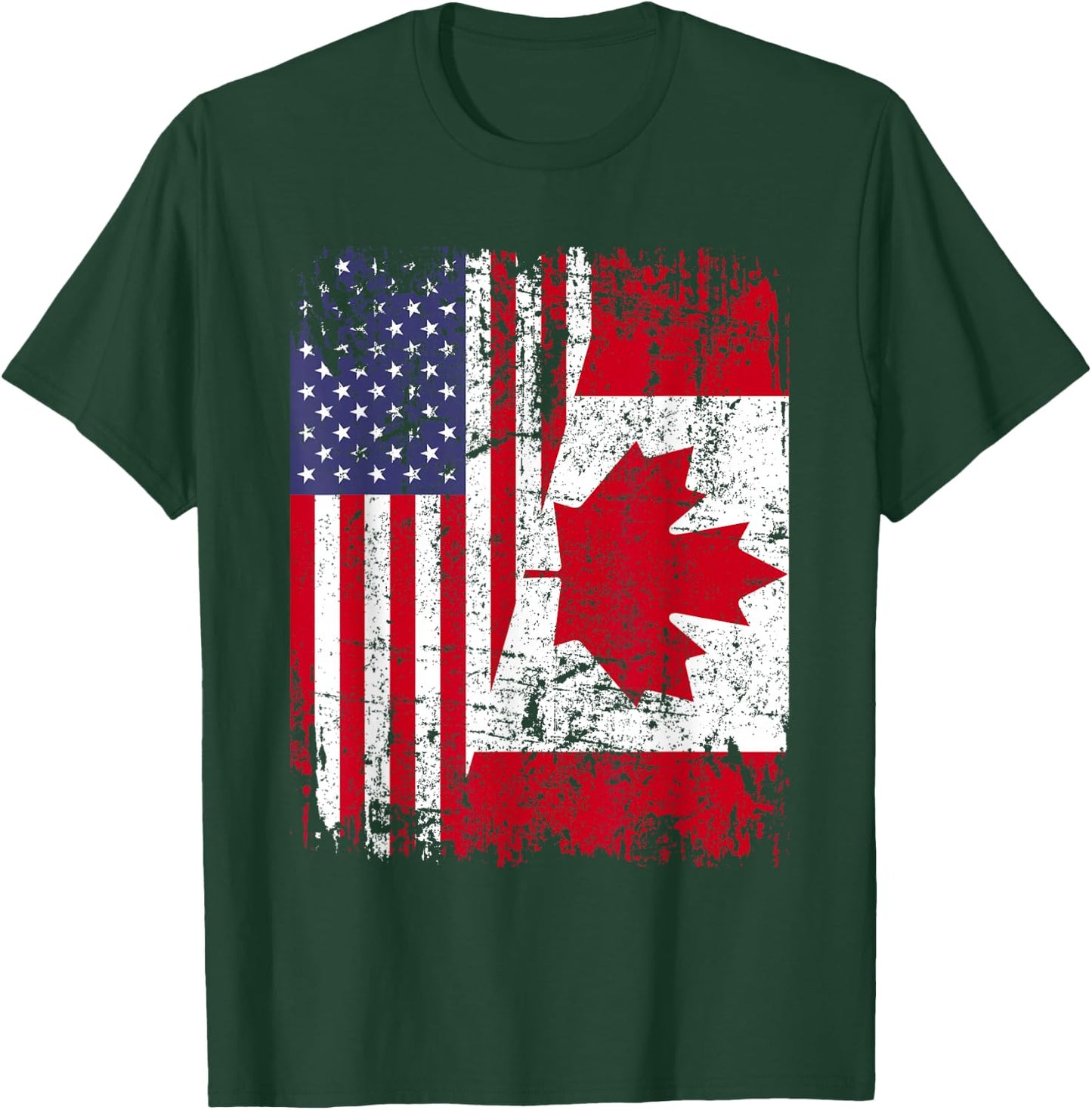 Canadian Roots | Half American Flag | Canada T-Shirt - T-Shirt | Forest