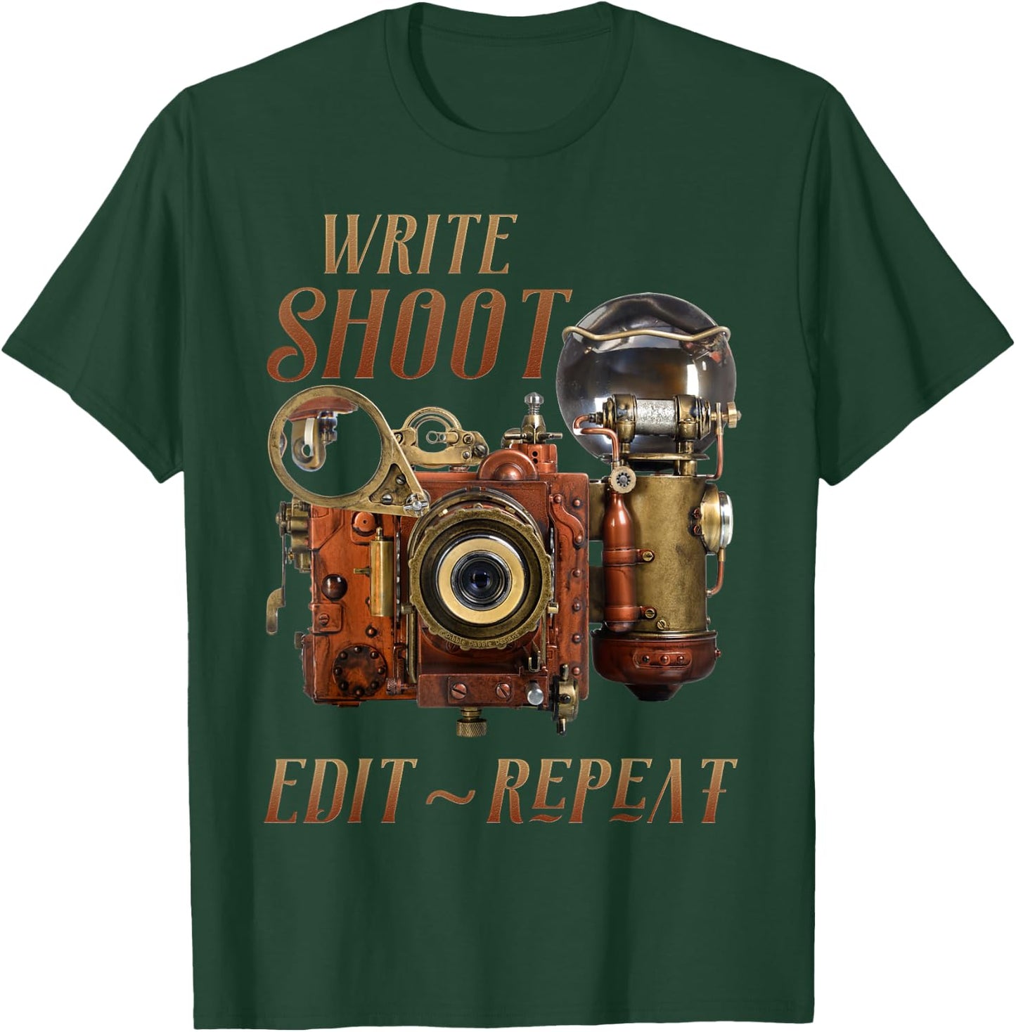 Write Shoot Edit Repeat Steampunk Flash Filmmaker T-Shirt - T-Shirt | Forest