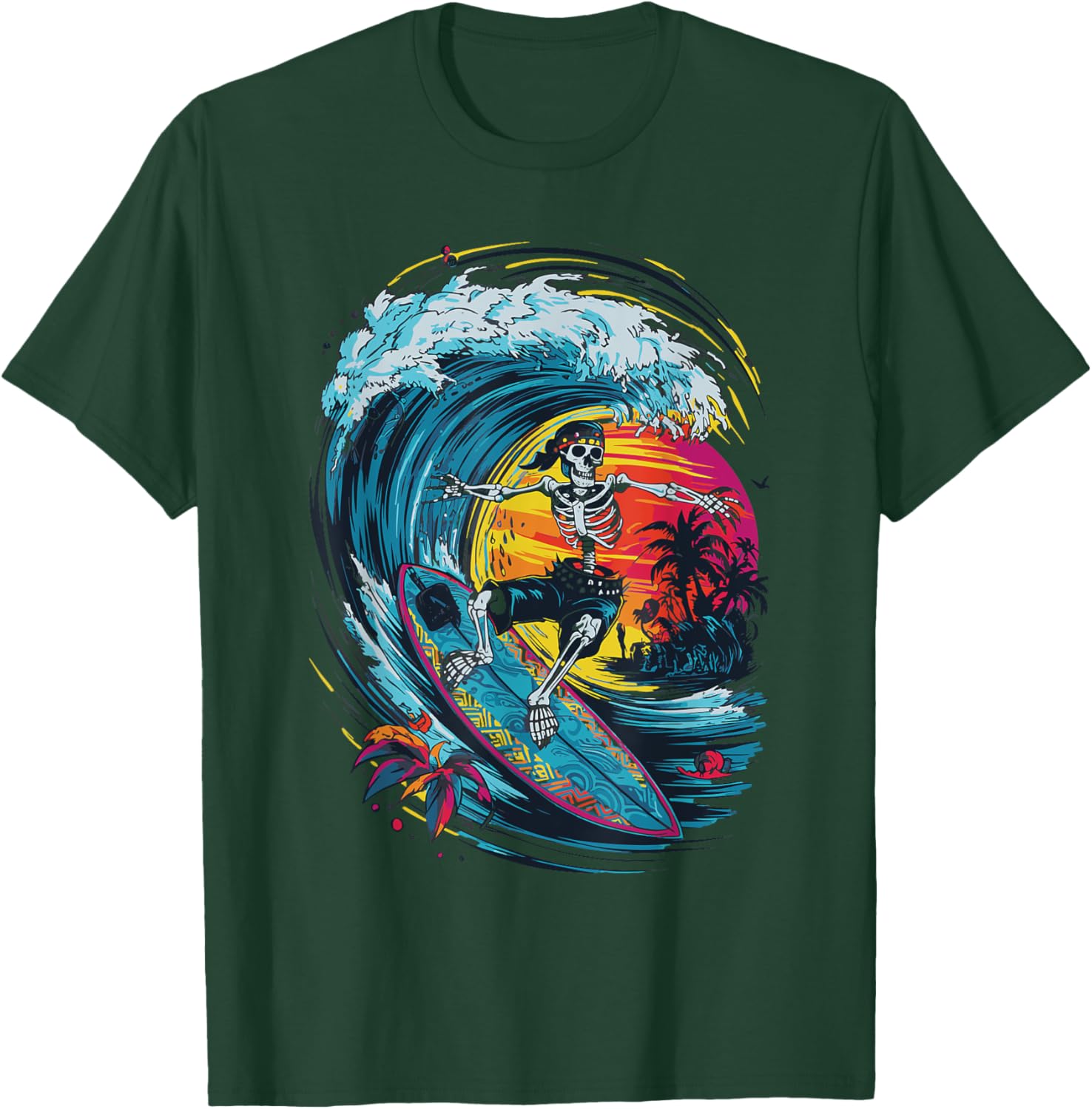 Skeleton Surfing T-Shirt - T-Shirt | Forest