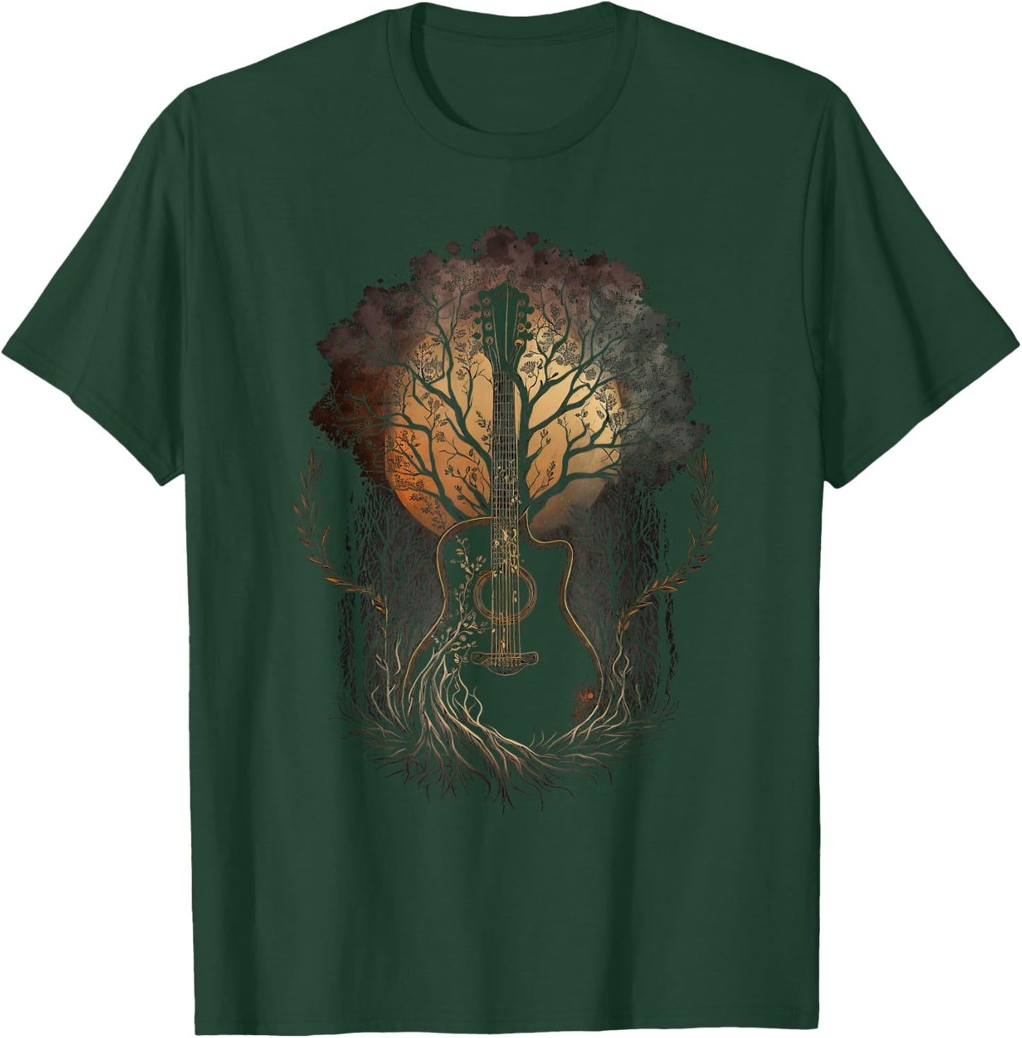 Guitar and Trees Guitars in Nature Plant Guitarist T-Shirt - T-Shirt | Forest