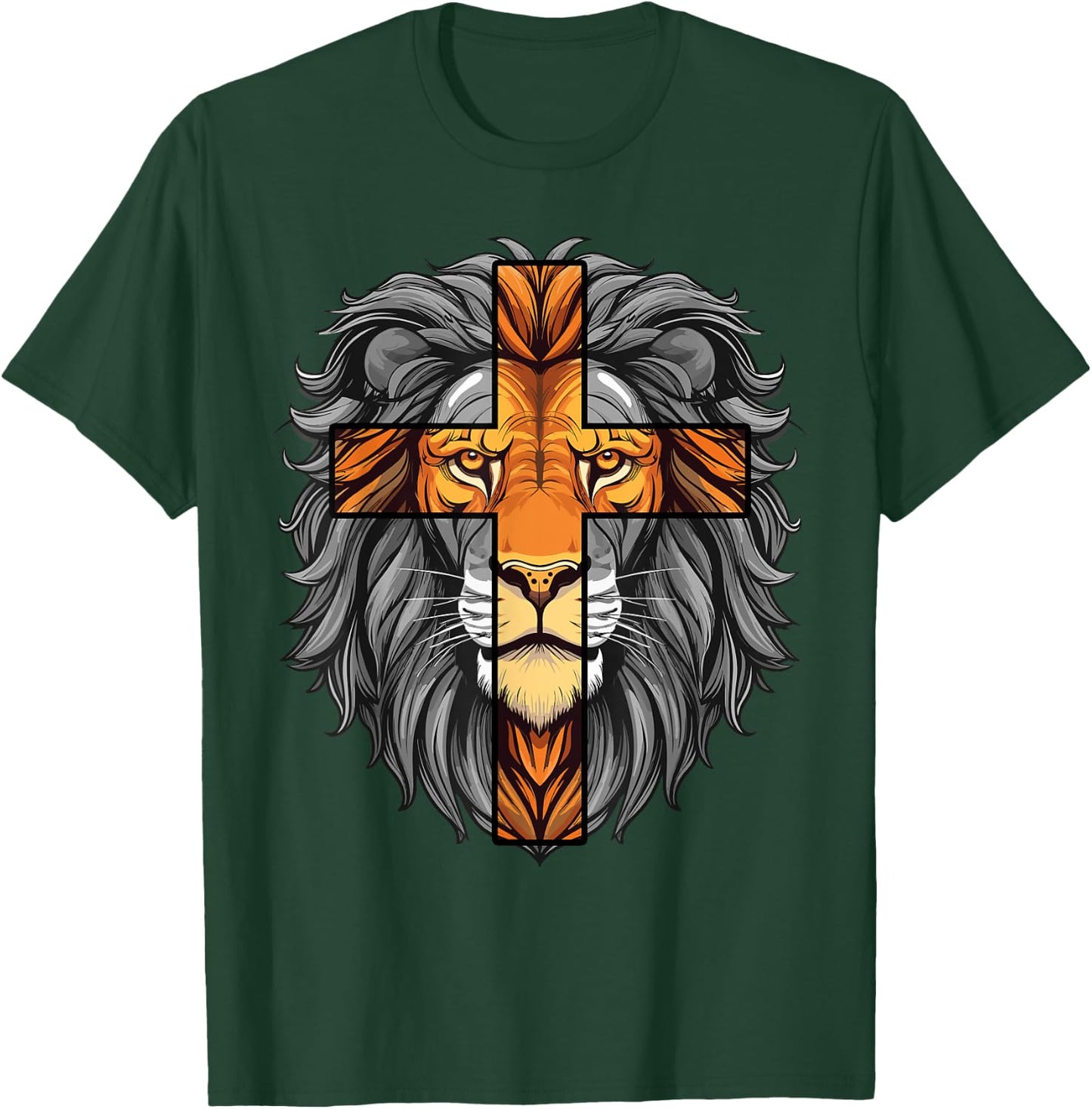 Lion of Judah Christian Cross of Jesus Christ T-Shirt - T-Shirt | Forest