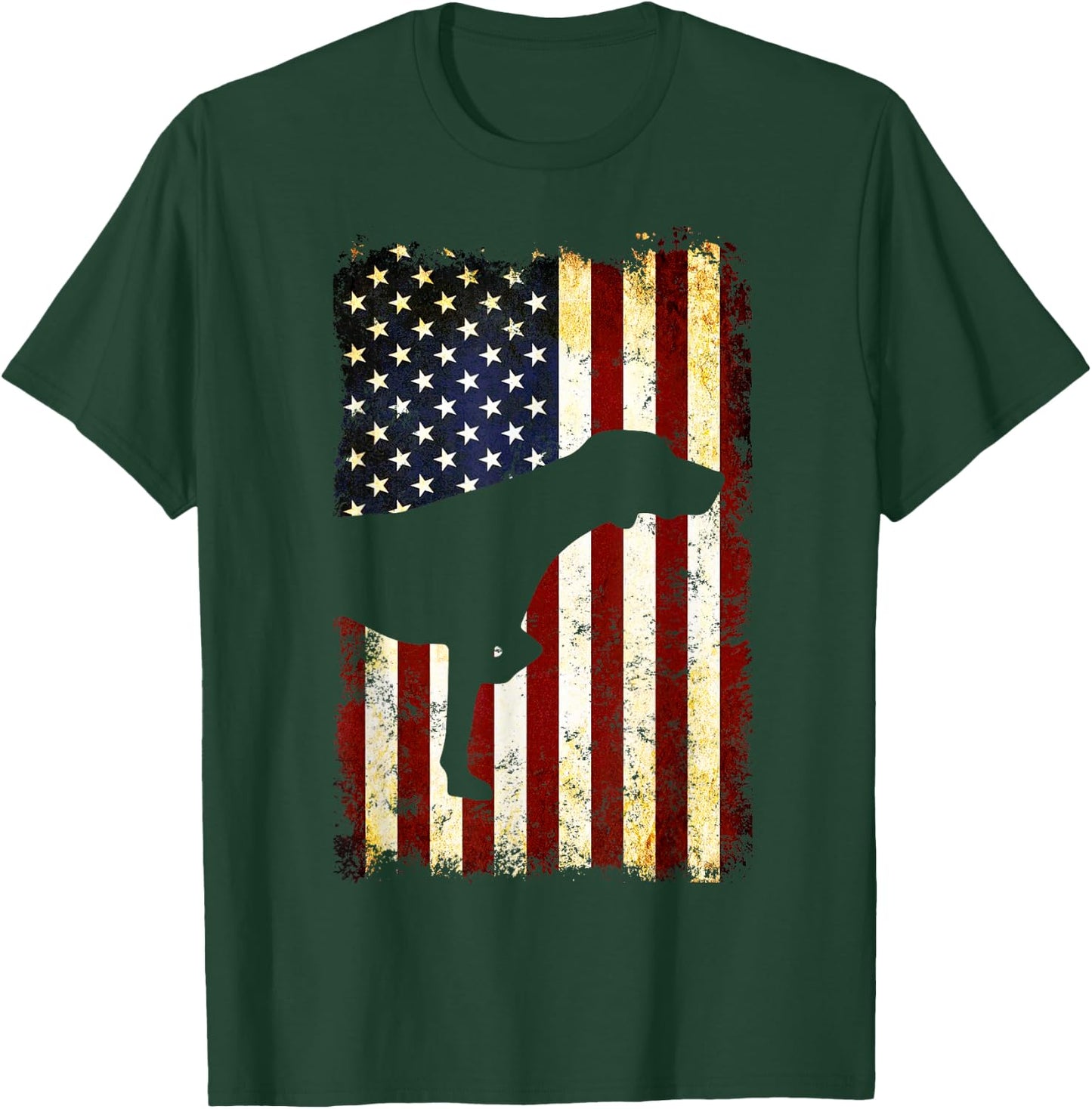 German Shorthaired Pointer Silhouette American Flag T-Shirt - T-Shirt | Forest