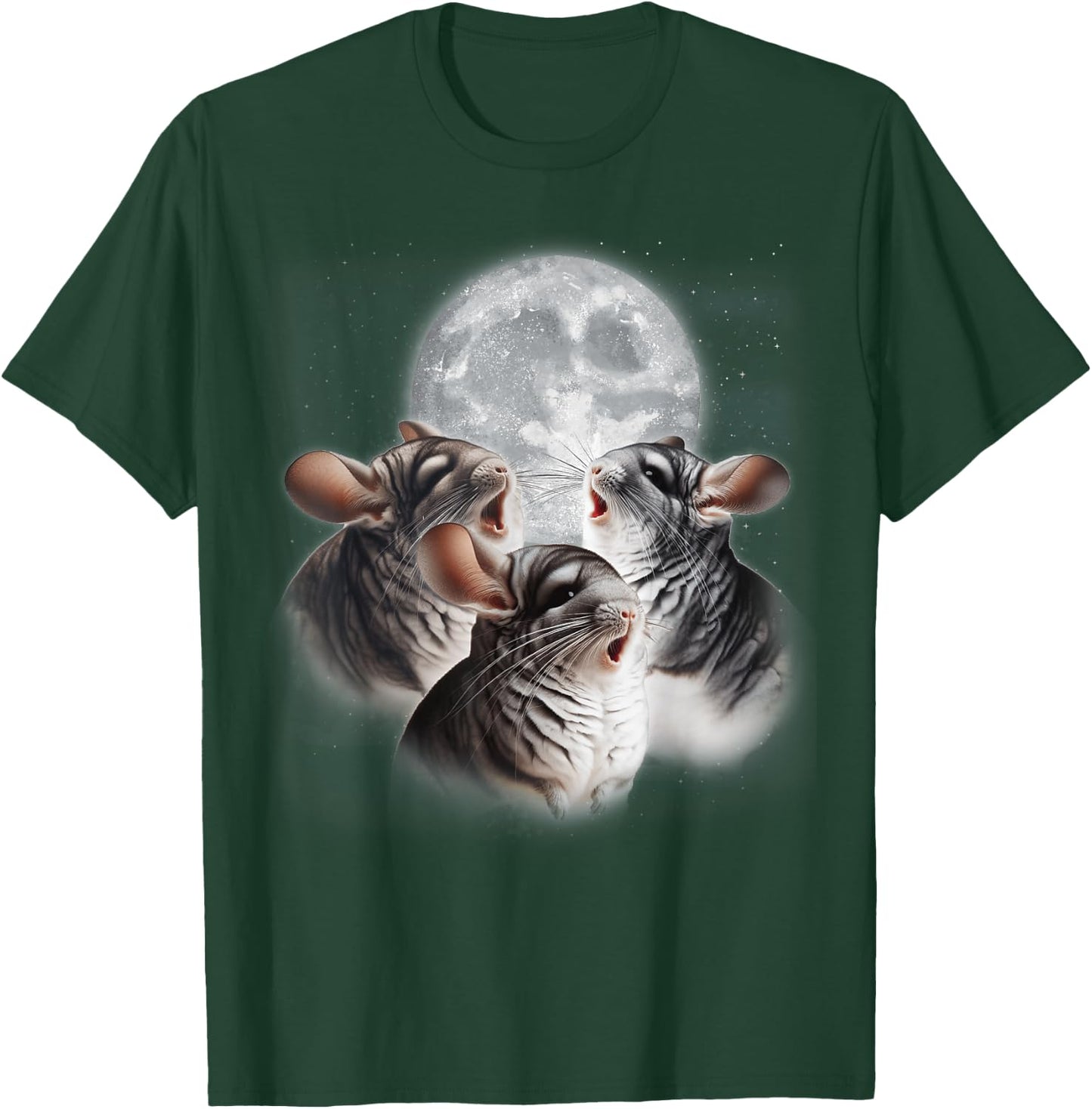 3 Chinchilla Howling At The Moon Funny Chinchilla Lover Kids T-Shirt - T-Shirt | Forest