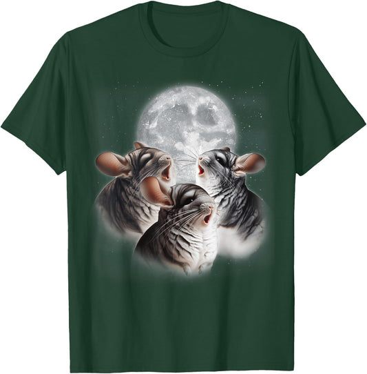 3 Chinchilla Howling At The Moon Funny Chinchilla Lover Kids T-Shirt - T-Shirt | Forest