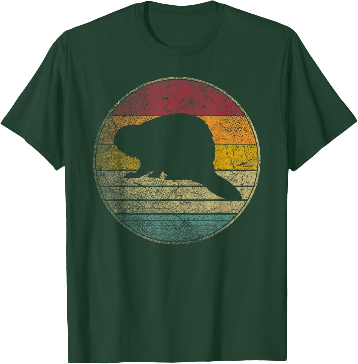 Beaver Nature Outdoors Vintage Distressed Retro Silhouette T-Shirt - T-Shirt | Forest