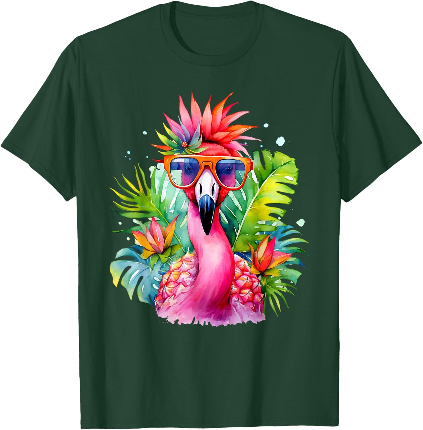 Pink Flamingo Party Tropical Bird with Sunglasses Holiday T-Shirt - T-Shirt | Forest