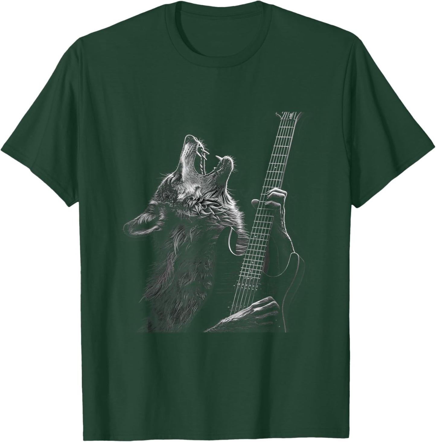 Wolf Playing Guitar Rock and Roll Rock Star Men Women Kid T-Shirt - T-Shirt | Forest