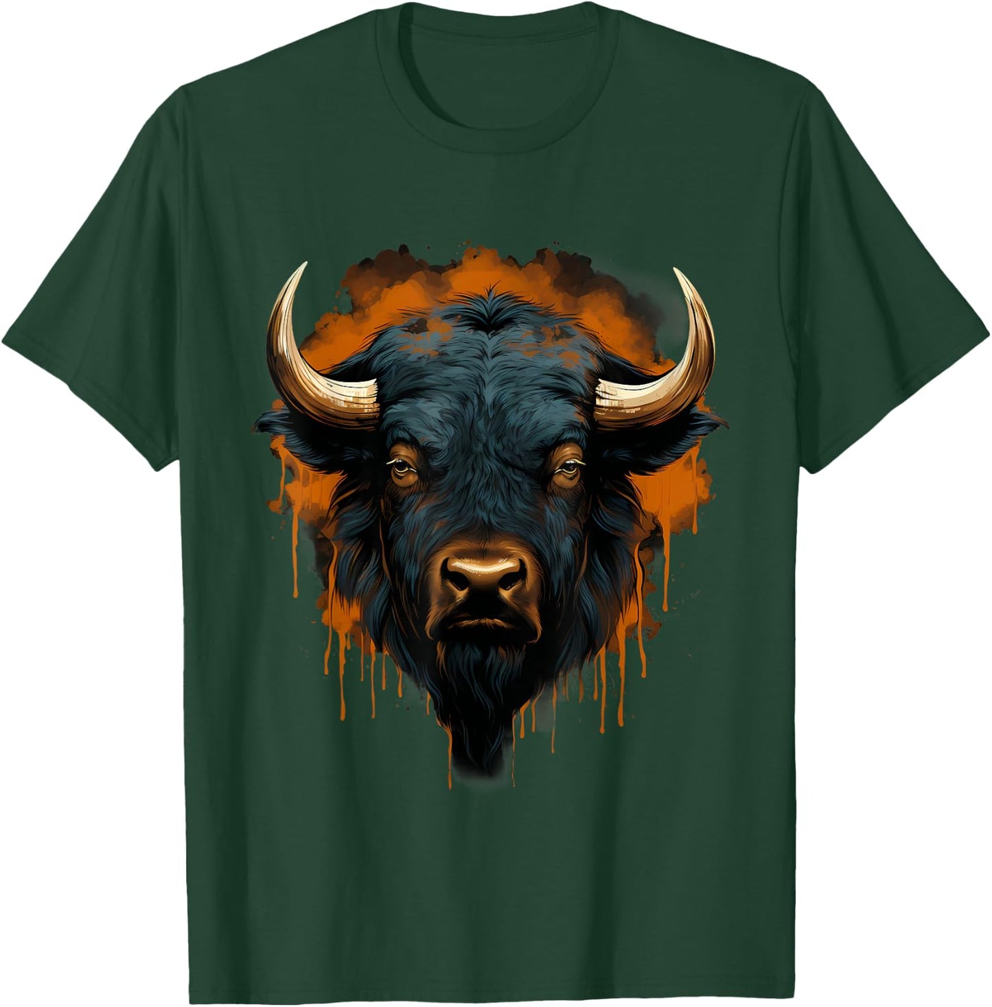 Bison Portrait Splash Buffalo Colorful Artwork Wildlife T-Shirt - T-Shirt | Forest