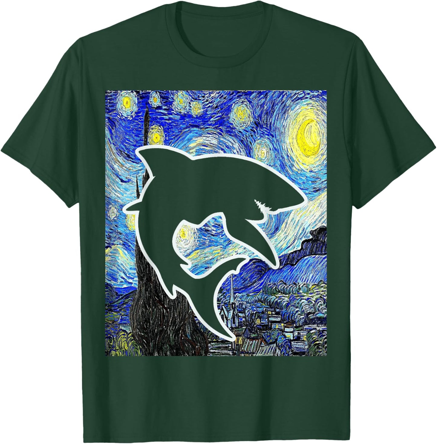 Shark Starry Night Shark Lover Selachimorphaphile T-Shirt - T-Shirt | Forest