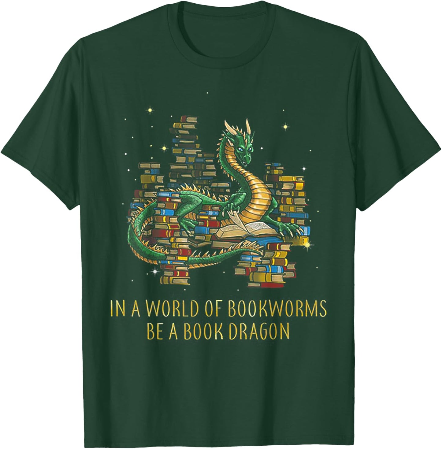 In A World Of Bookworms Be A Book Dragon Funny Gift T-Shirt - T-Shirt | Forest