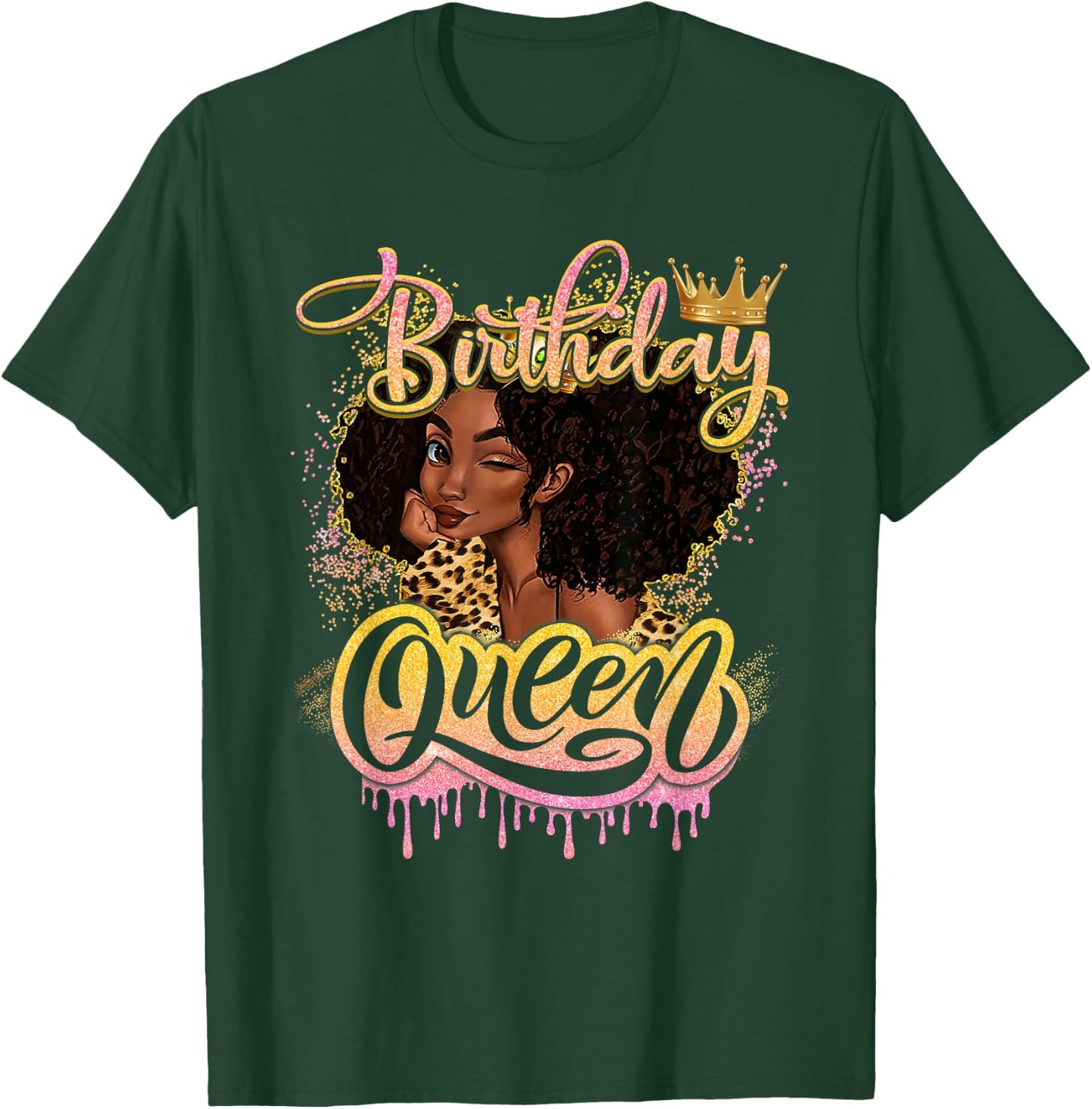 Melanin Birthday African American Afro Girls Women T-Shirt - T-Shirt | Forest