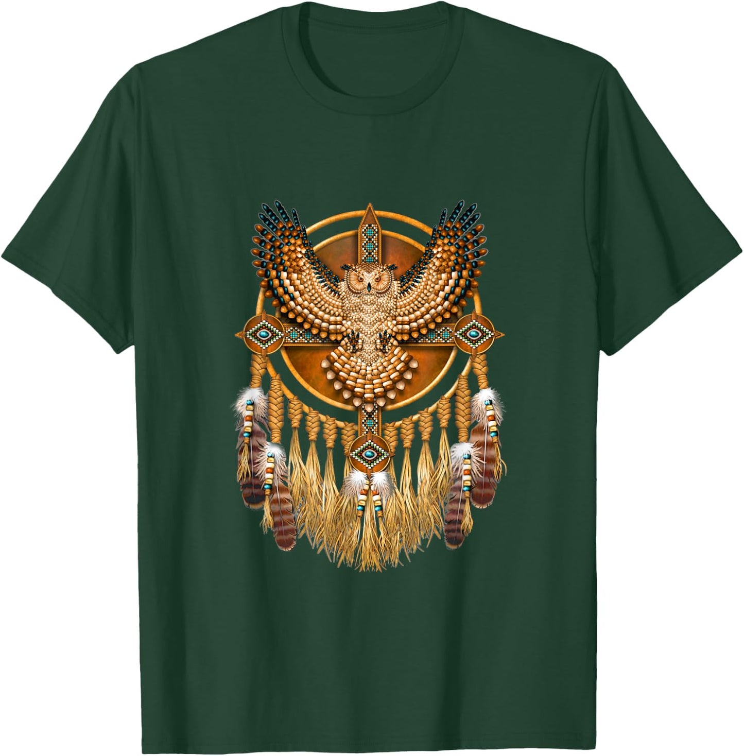 Native American Tribal Art Owl, Mystic owl T-Shirt - T-Shirt | Forest