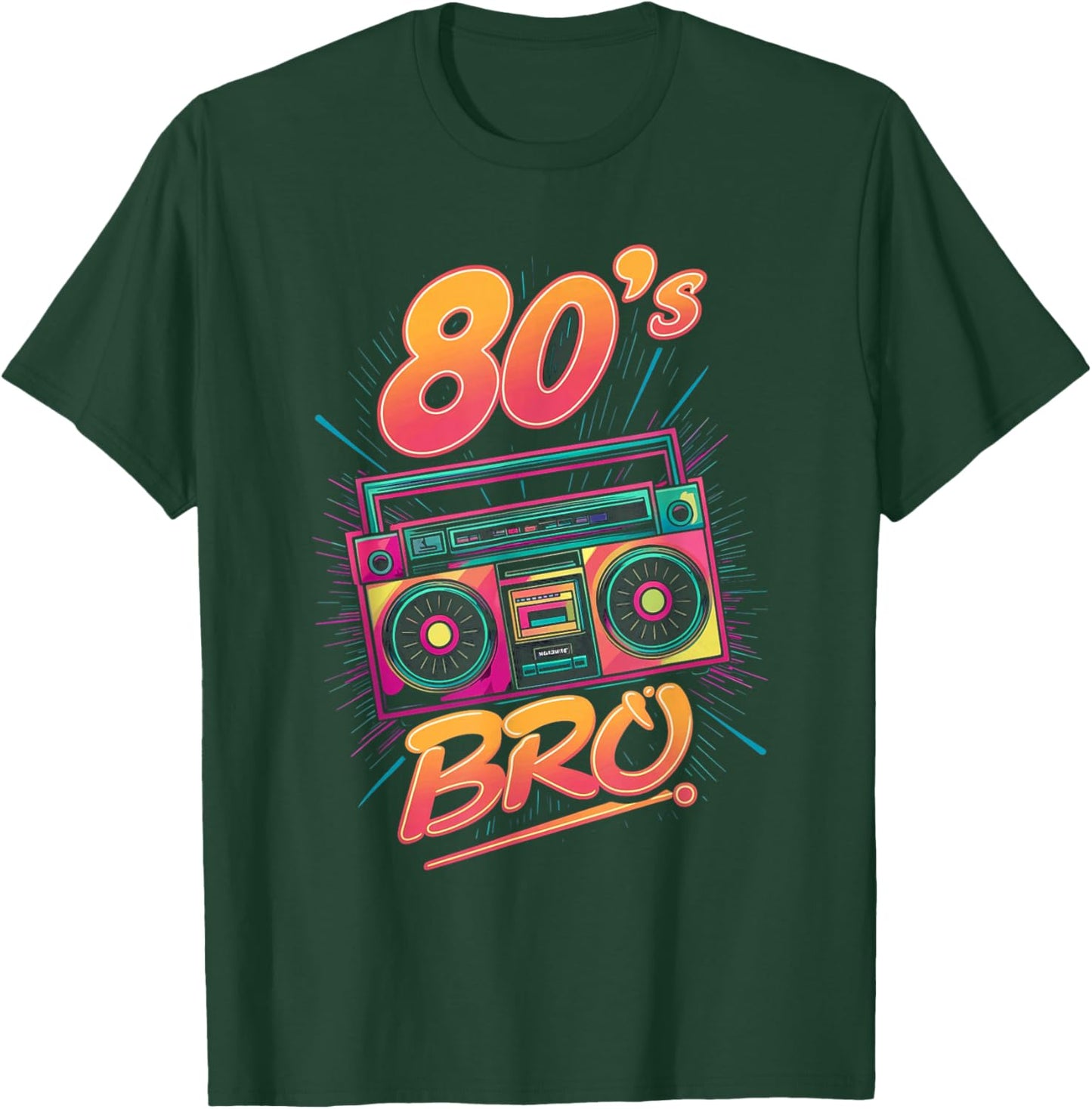 Retro 80s Bro Vintage Cassette Boom Box T-Shirt - T-Shirt | Forest