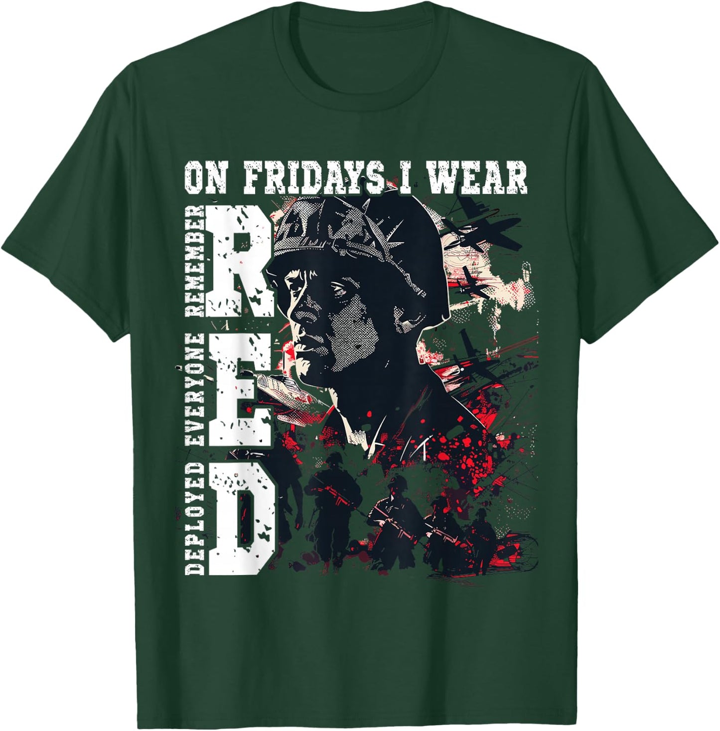 On Fridays I Wear Red USA Support American Troops T-Shirt - T-Shirt | Forest
