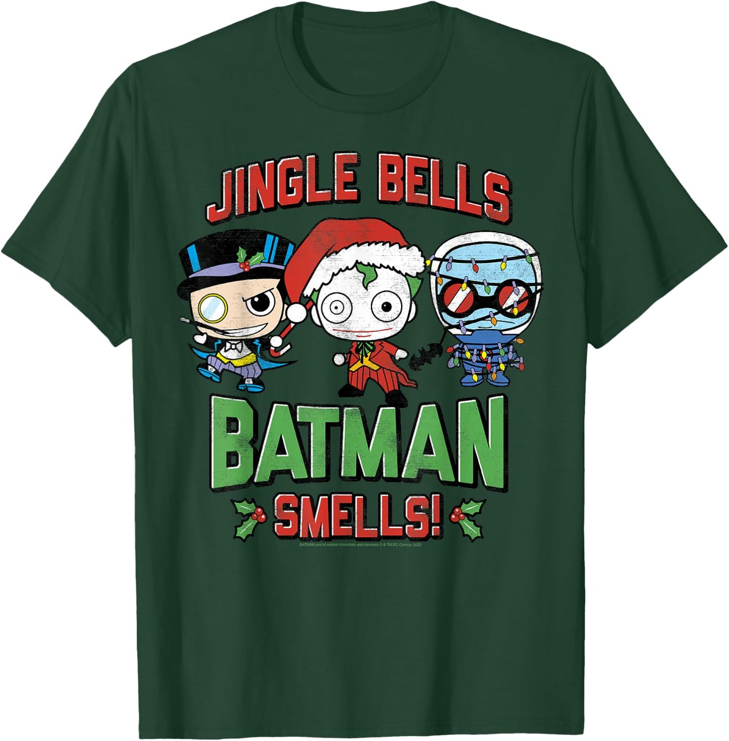 DC Comics Christmas Villains Jingle Bells Batman Smells T-Shirt - T-Shirt | Forest