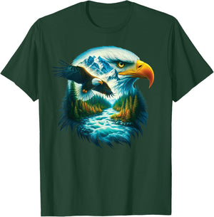 Eagle Wildlife Hiking Nature Outdoor Mountains Forest Art T-Shirt - T-Shirt | Forest