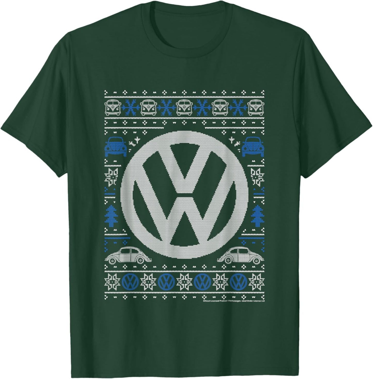 Volkswagen Classic Beetle Car Christmas Knit Knit Pattern T-Shirt - T-Shirt | Forest