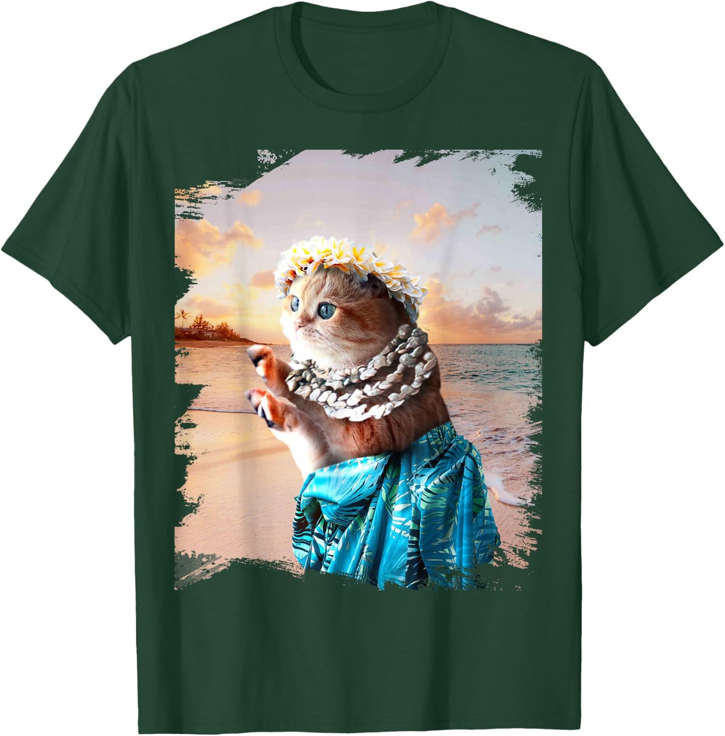 Funny Aloha Hawaiian Cat T-Shirt - T-Shirt | Forest