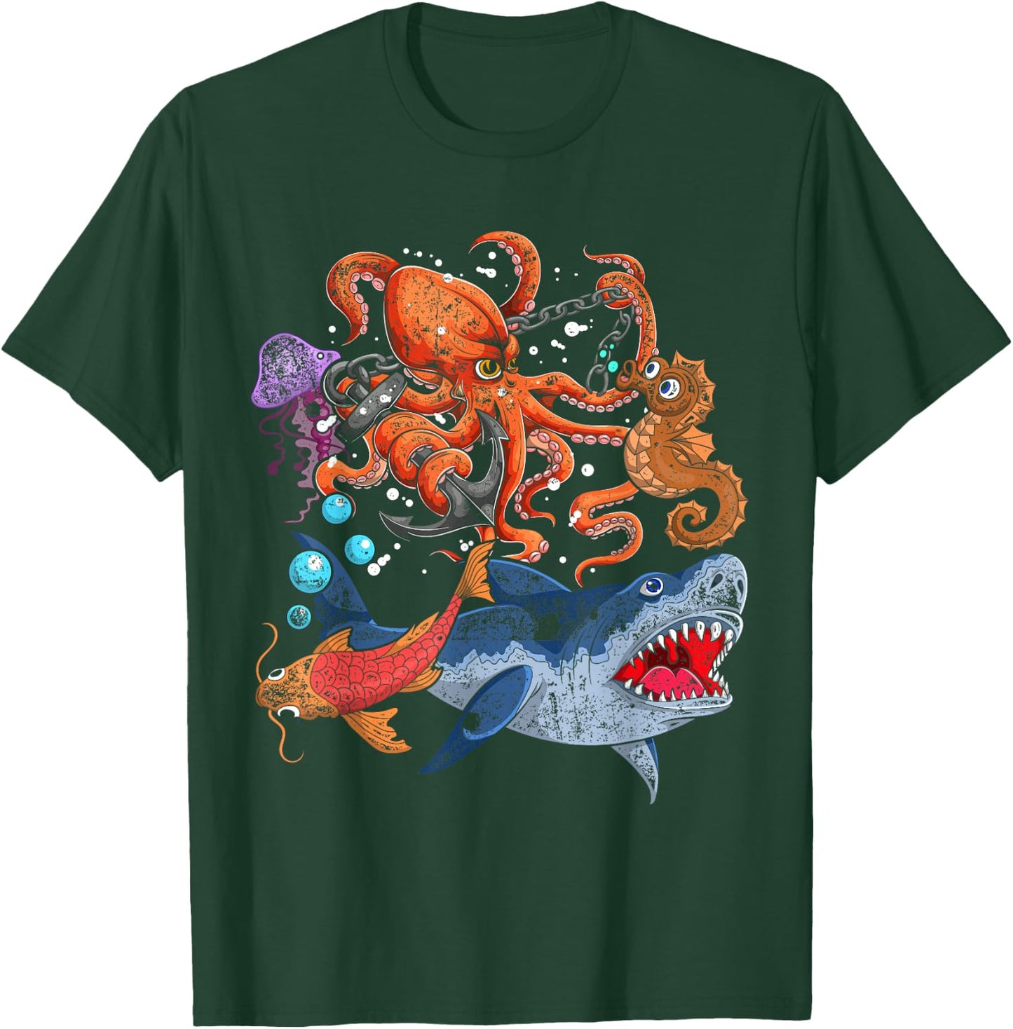 Octopus Jellyfish Seahorse Shark Kids Ocean Animal Zookeeper T-Shirt - T-Shirt | Forest