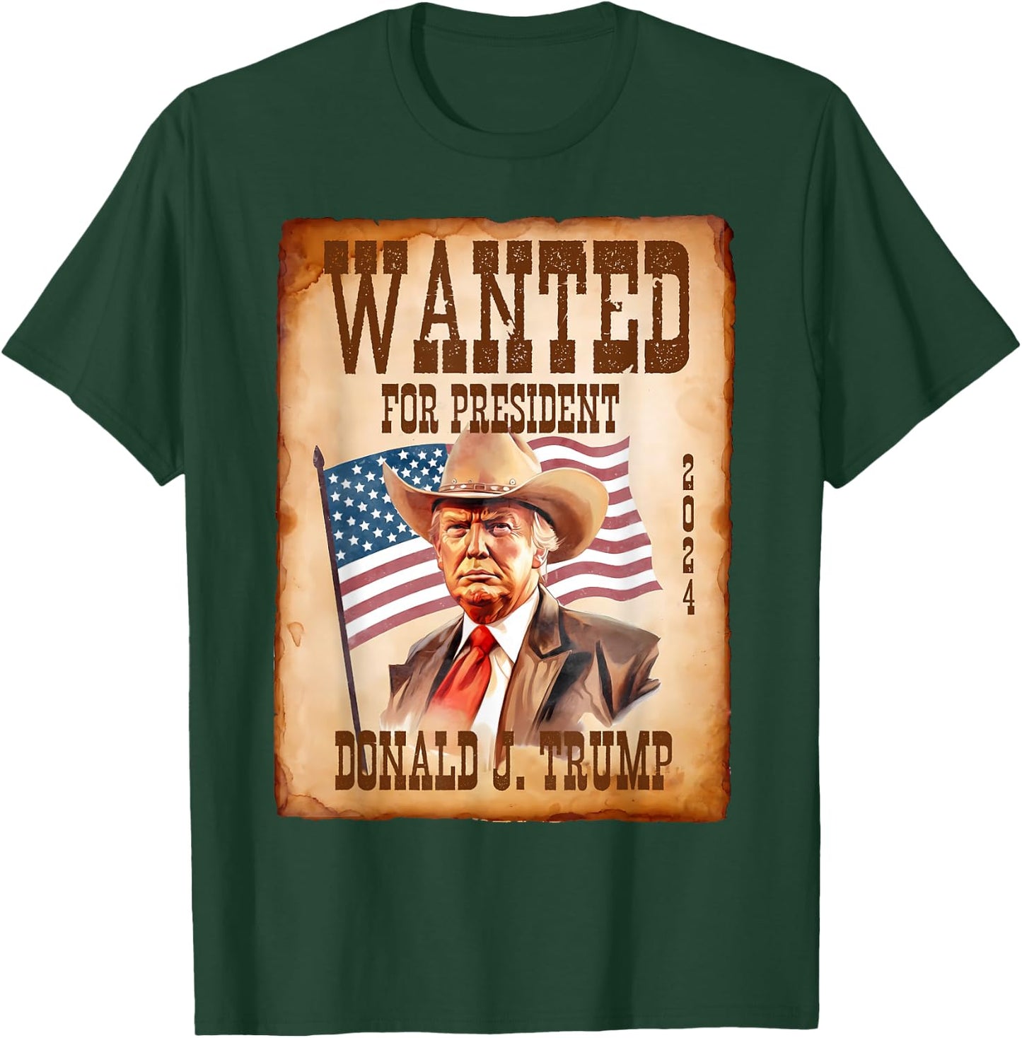 Trump Wanted For President 2024 Western Country Trump Cowboy T-Shirt - T-Shirt | Forest