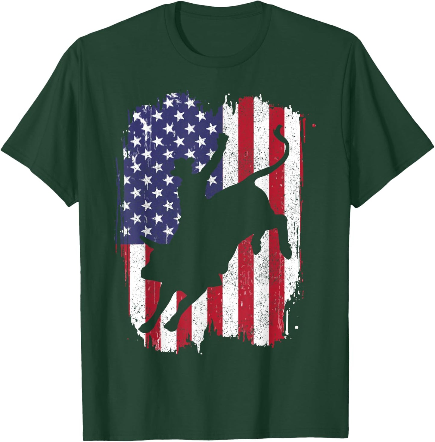 BullRiding American Flag Rodeo Patriotic T-Shirt - T-Shirt | Forest
