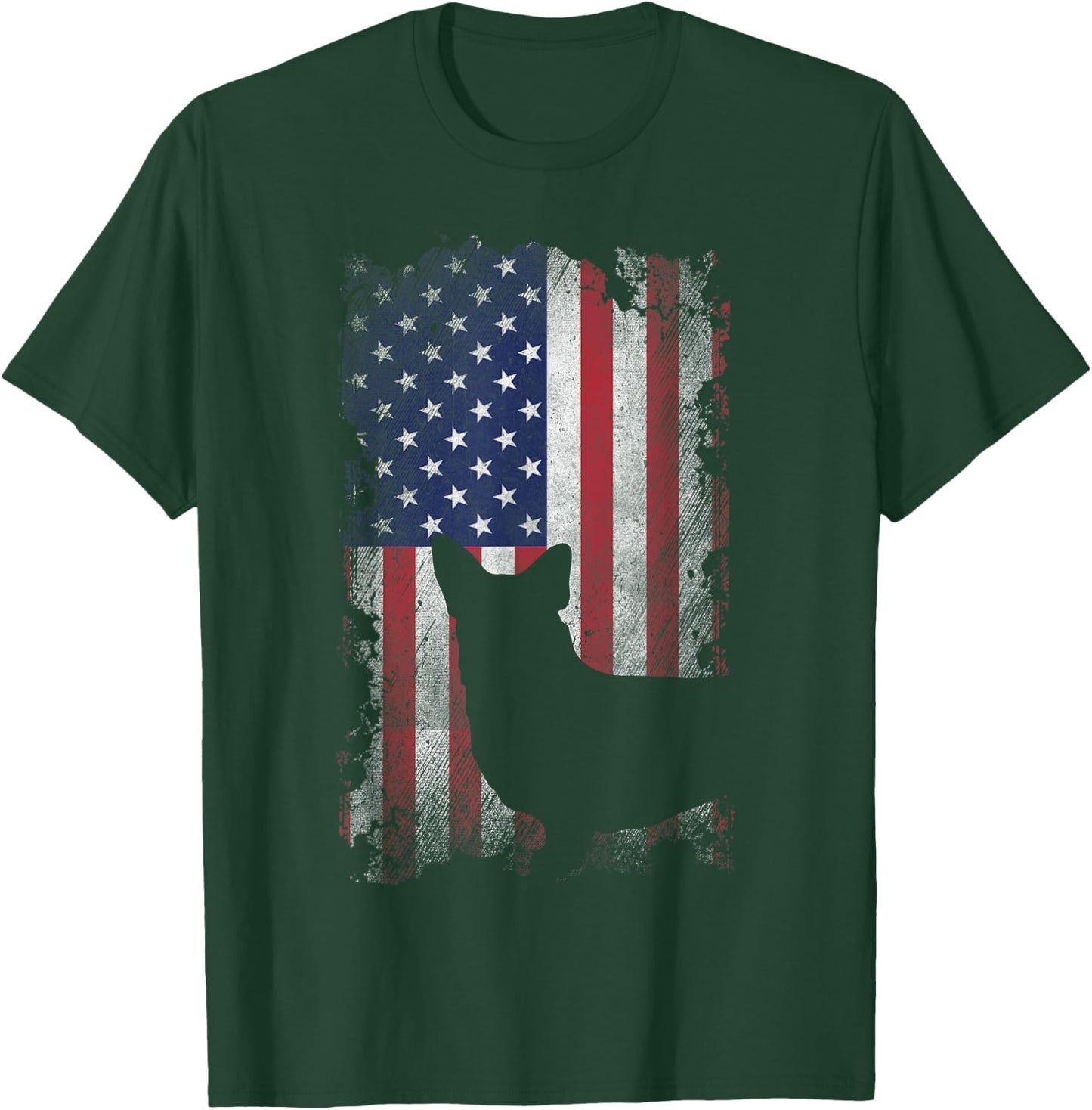Patriotic Corgi American Flag USA Cute Cool Corgi Dog Lover Women Kids Men T-Shirt - T-Shirt | Forest