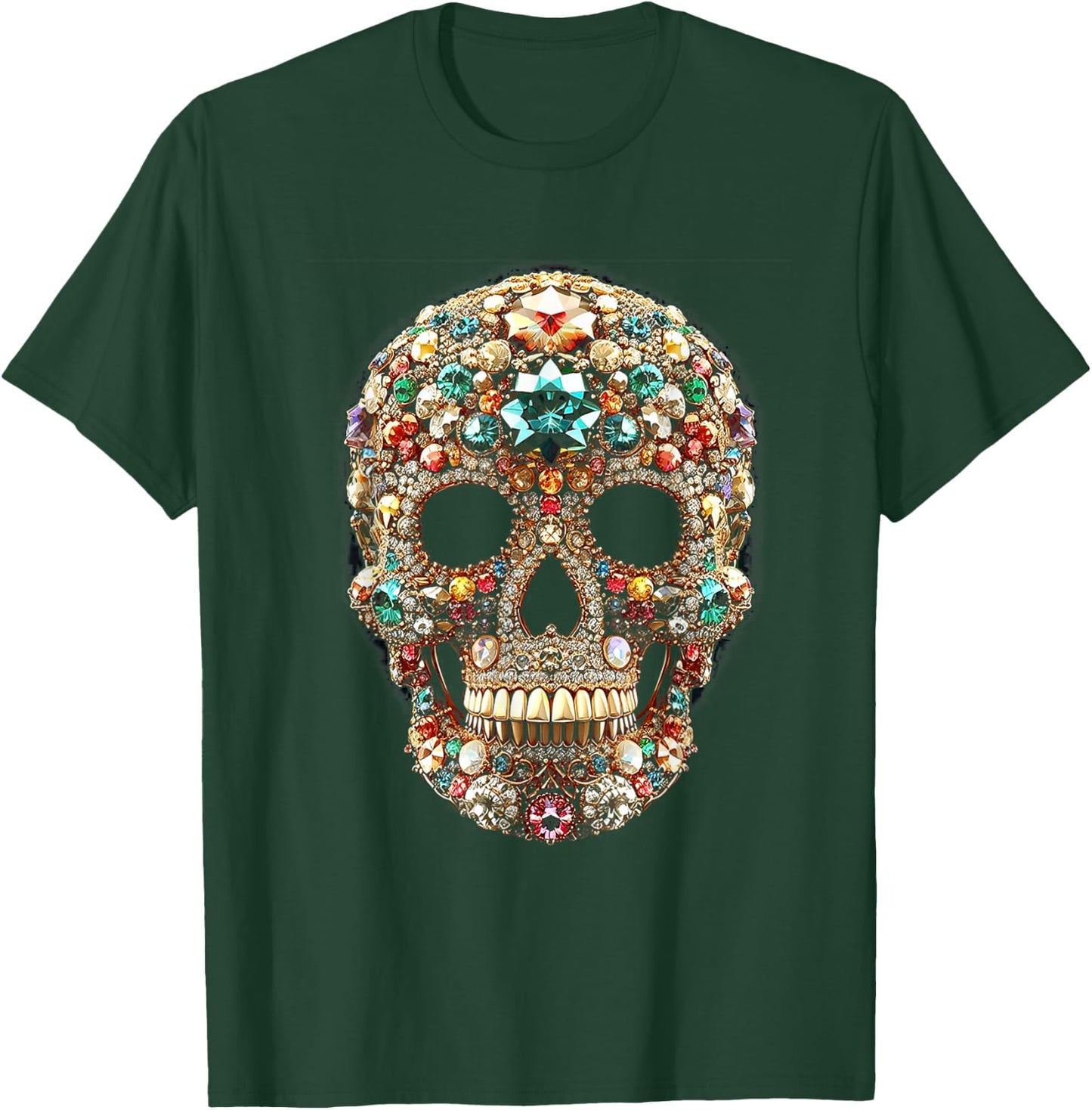 Vintage Shining Diamonds Luxury Antique skull Funny Gift T-Shirt - T-Shirt | Forest