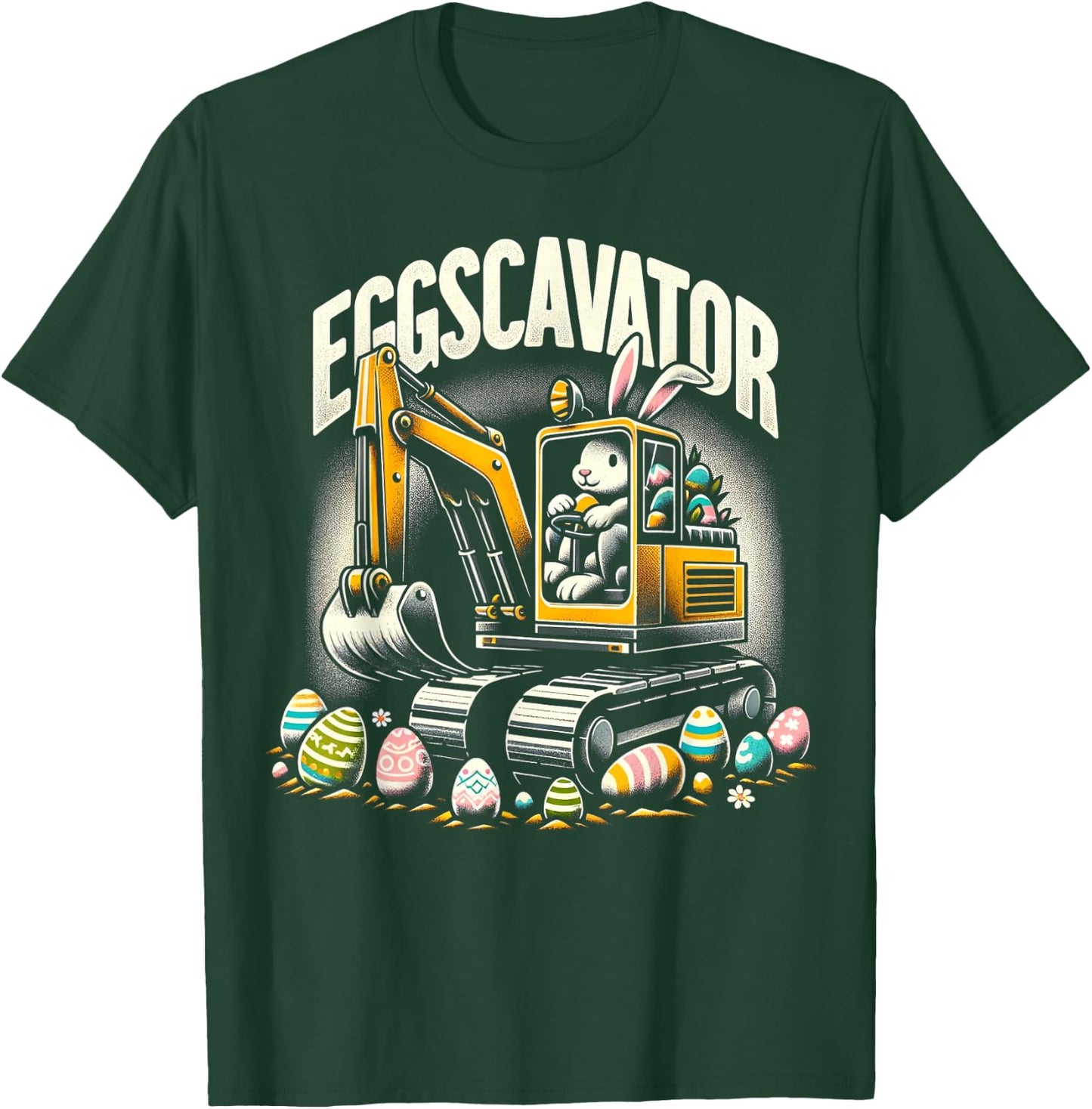 DESIGN BY TEERA EggsCavator Easter Egg Hunt Construction Truck T-Shirt - T-Shirt | Forest