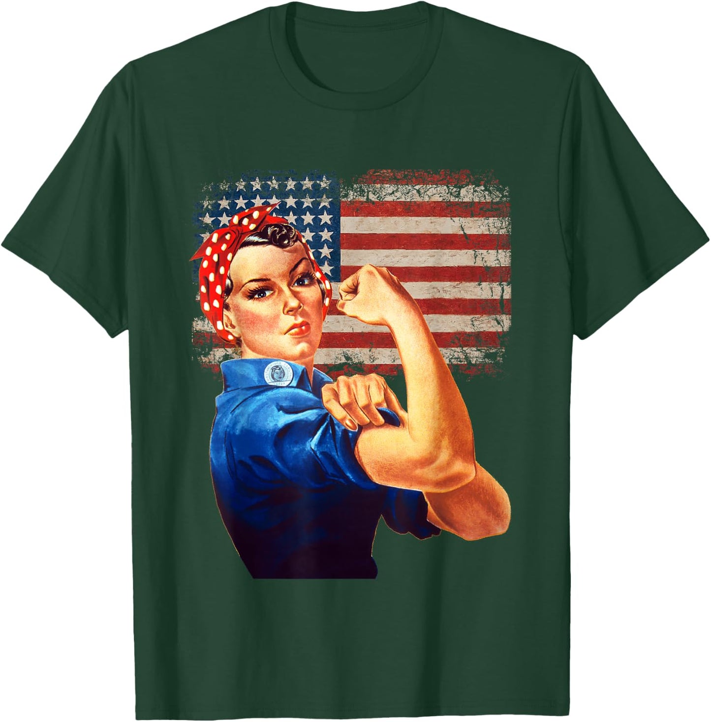 Rosie The Riveter American Flag USA Rosie The Riveter T-Shirt - T-Shirt | Forest