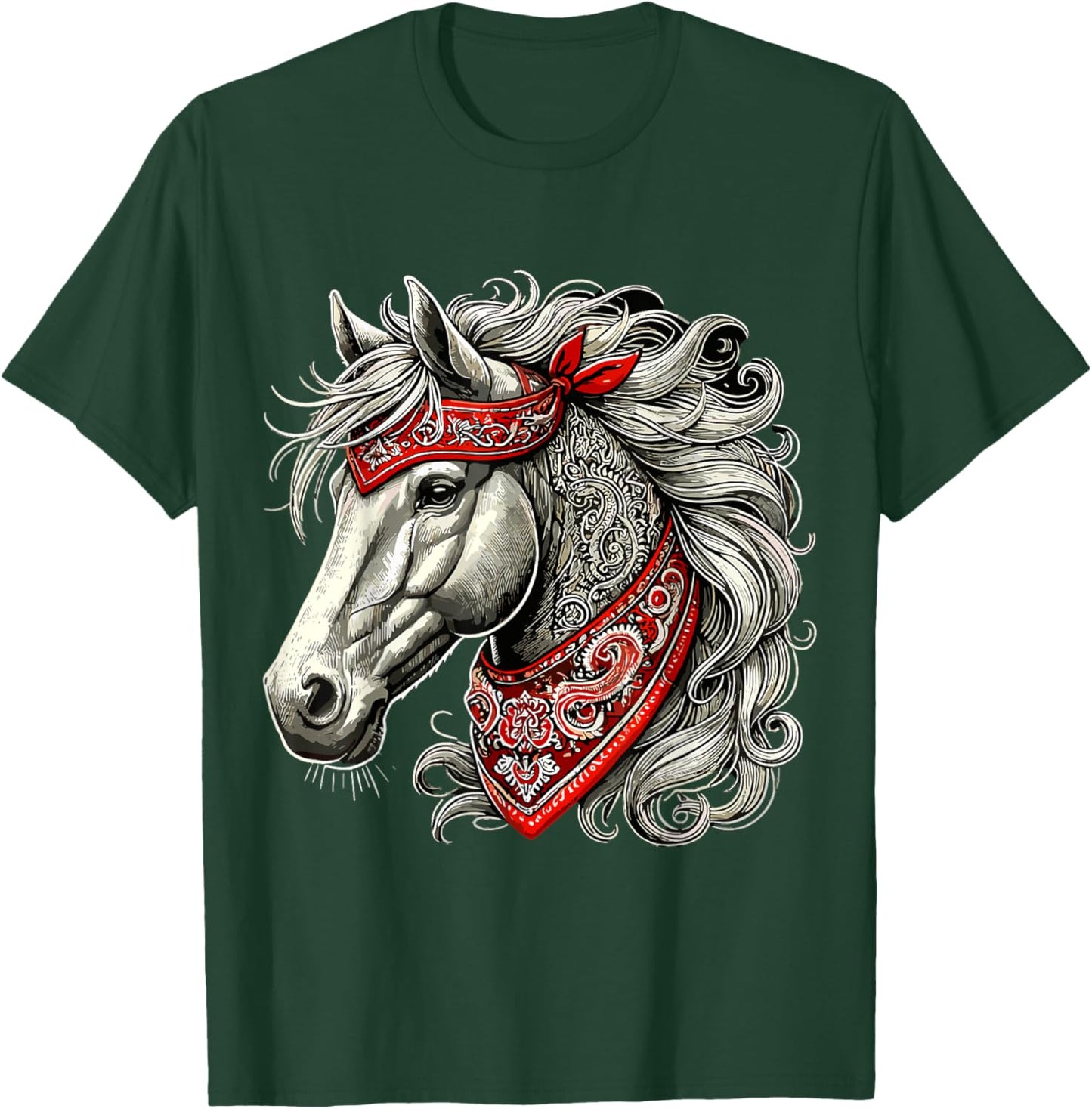 Horse with Bandana T-Shirt - T-Shirt | Forest
