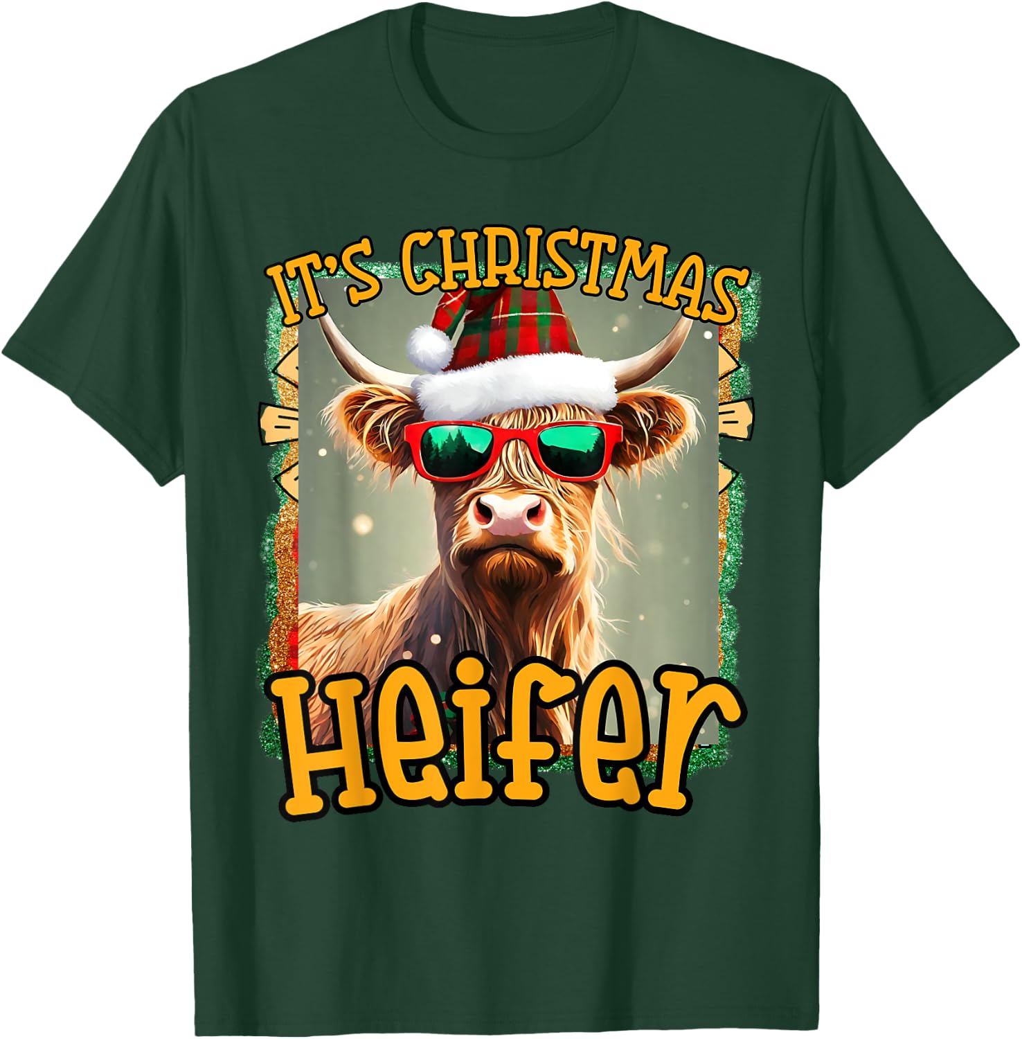cute Christmas funny women heifer cow highland hyland cows T-Shirt - T-Shirt | Forest