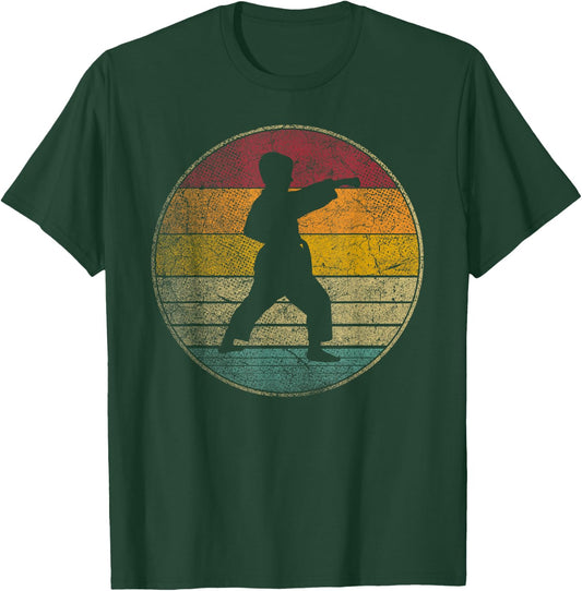Karate Vintage Distressed Retro Silhouette 70s 80s Kids Boys T-Shirt - T-Shirt | Forest