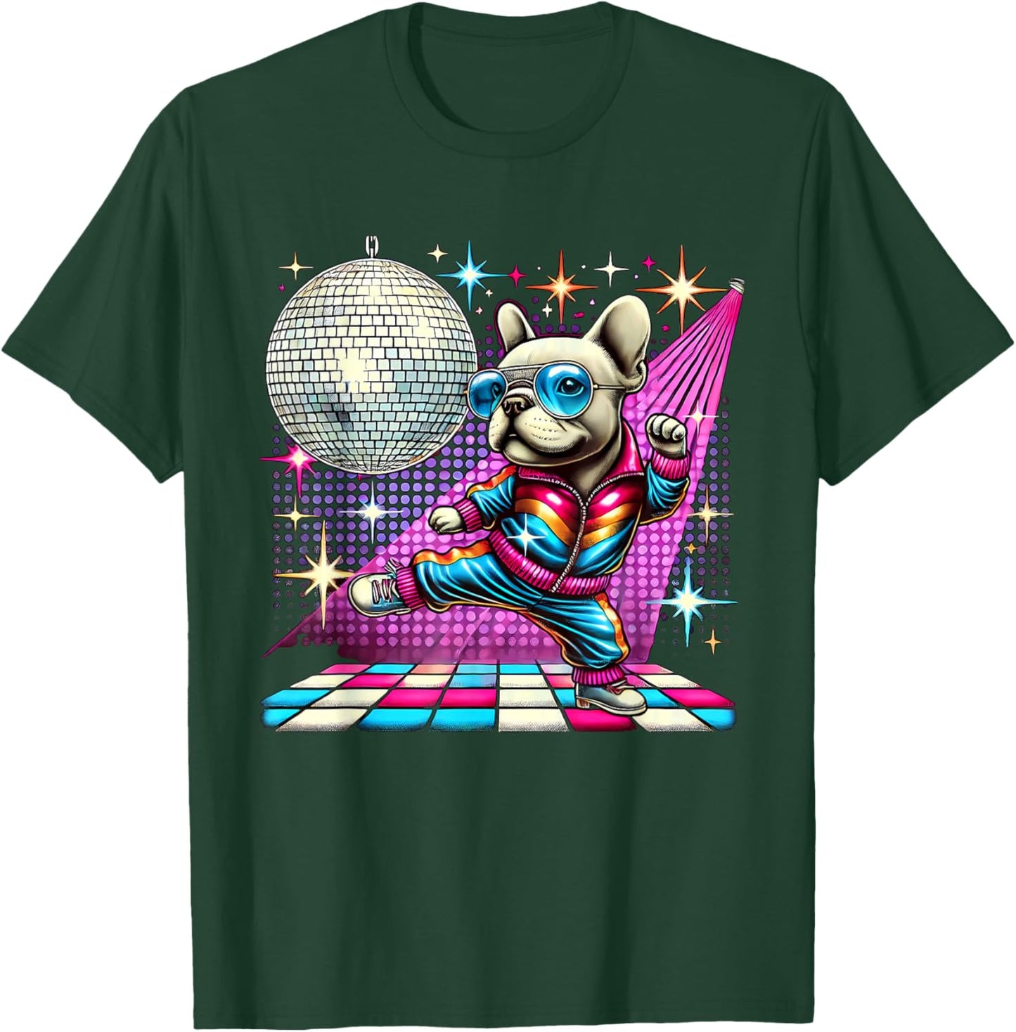 Aesthetic French Bulldog Disco T-Shirt - T-Shirt | Forest