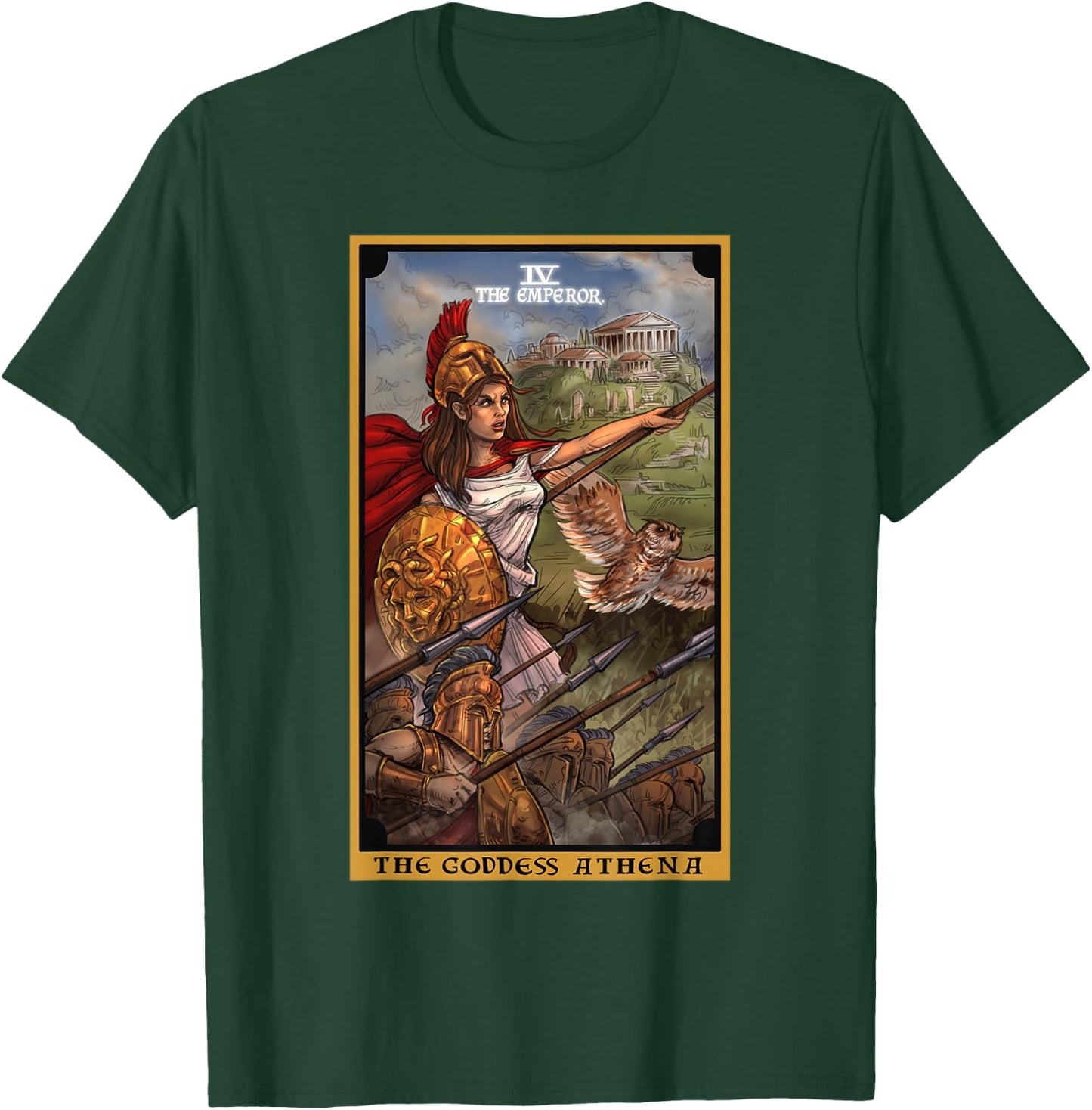 The Goddess Athena The Emperor Tarot Card Greek Mythology T-Shirt - T-Shirt | Forest